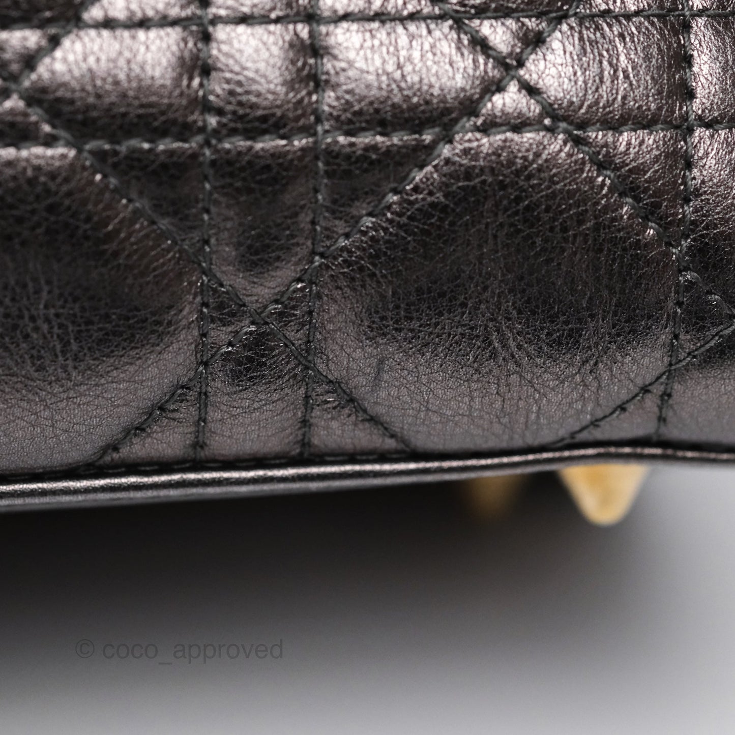 Christian Dior Medium Lady Dior Metallic Dark Grey Lambskin Gold Hardware
