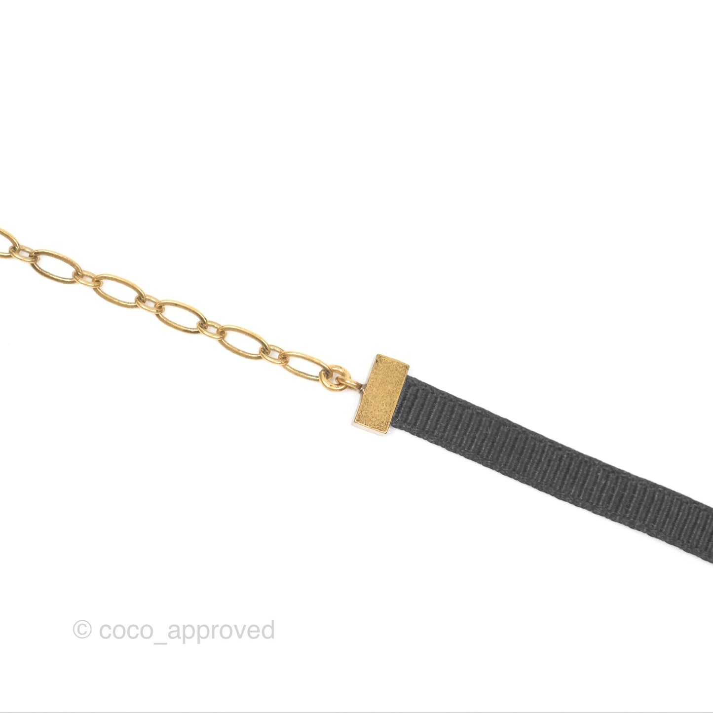 Dior J'adior Ribbon Choker Necklace Black Aged Gold Tone