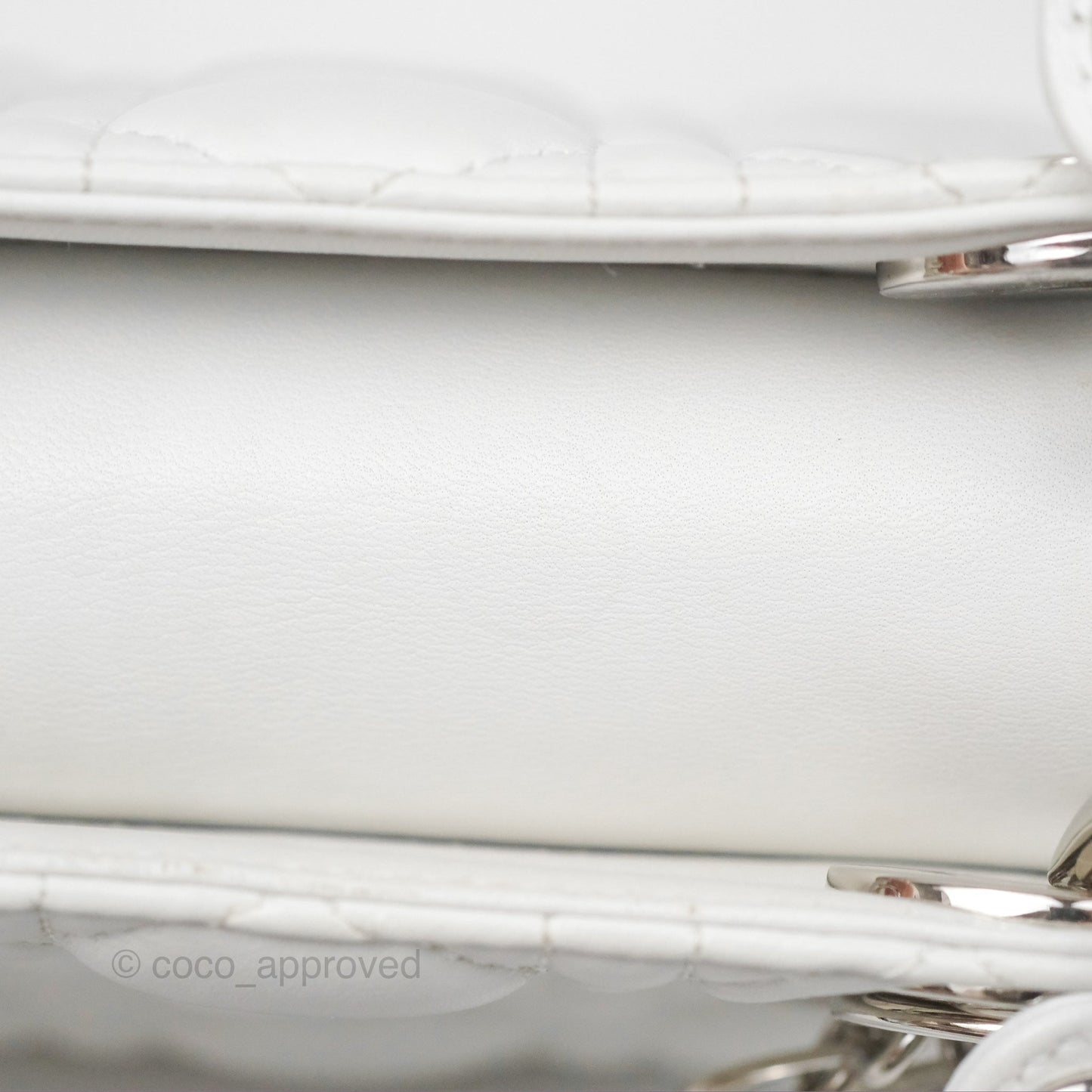 Christian Dior Cannage Mini Lady Dior White Silver Hardware