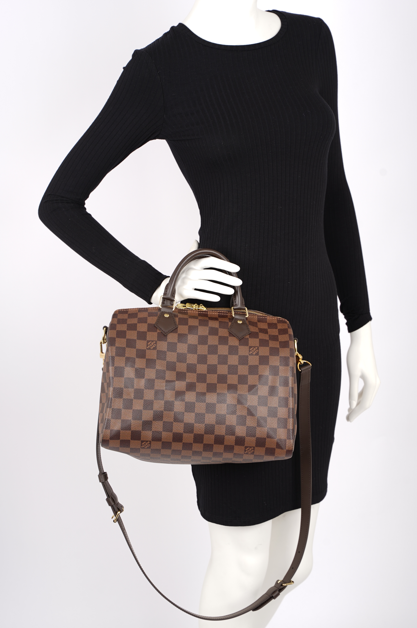 Louis Vuitton Womens Speedy Bandouliere Damier Ebene 30