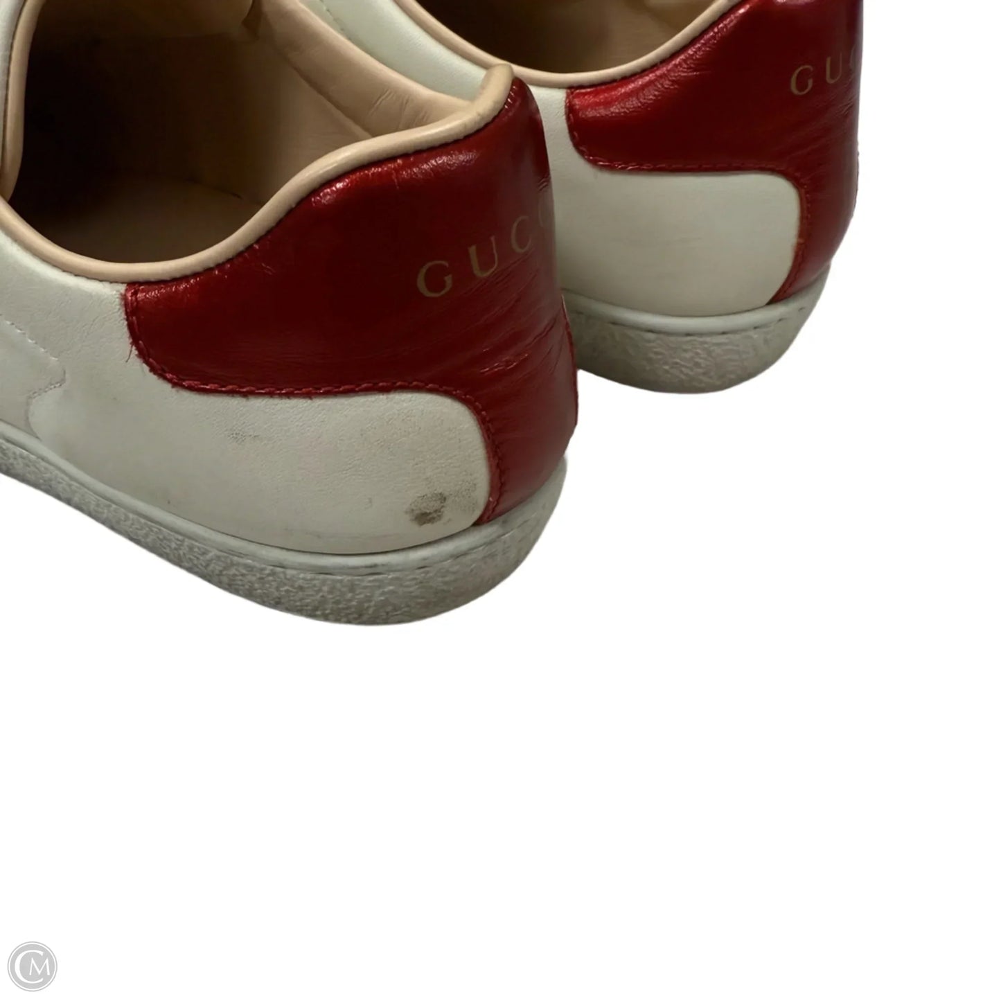 Shoes Luxury Designer By Gucci In Cream, Size: 8.5