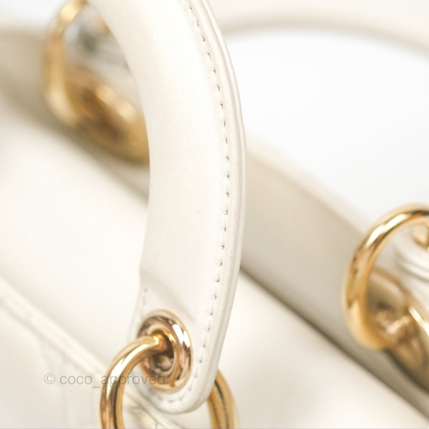 Christian Dior Cannage Mini Lady Dior White Gold Hardware