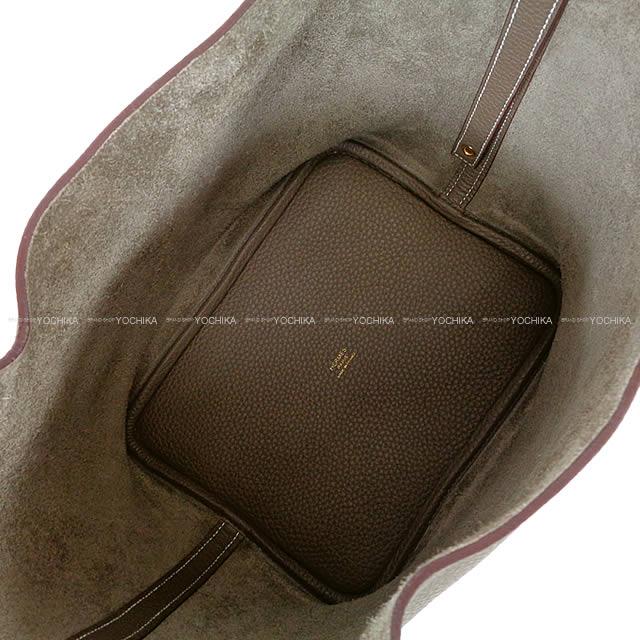 HERMES Handbag Picotin Lock 22 MM Etoupe Taurillon Clemence Gold HW Stamp