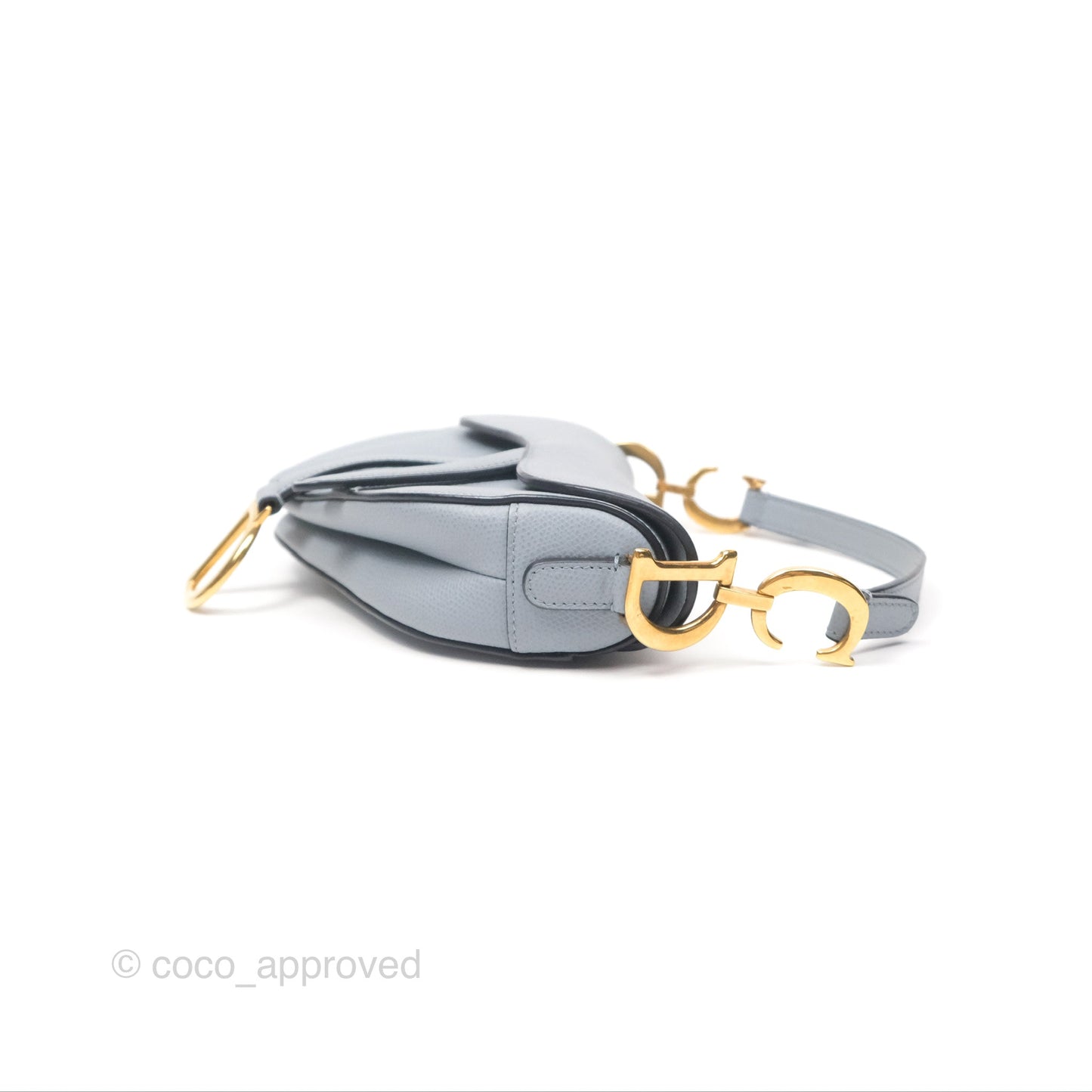 Christian Dior Mini Saddle Bag Cloud Blue Grained Calfskin Gold Hardware