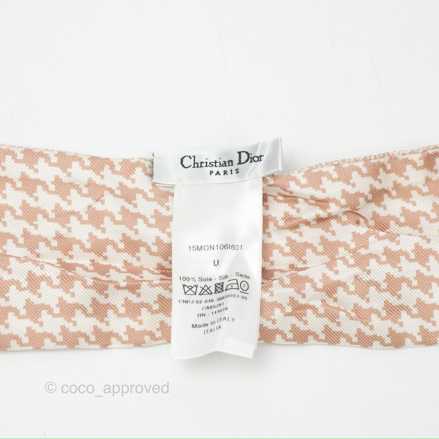 Christian Dior Houndstooth 30 Montaigne Silk Mitzah Scarf Twilly Rose Des Vents