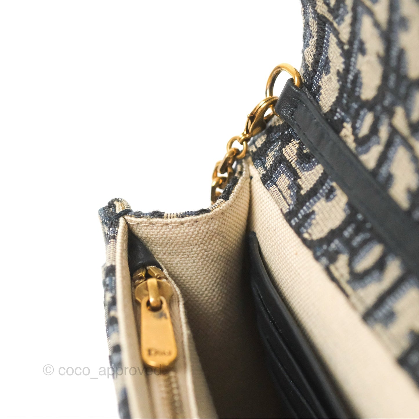 Christian Dior Saddle Chain Pouch Navy Oblique Jacquard