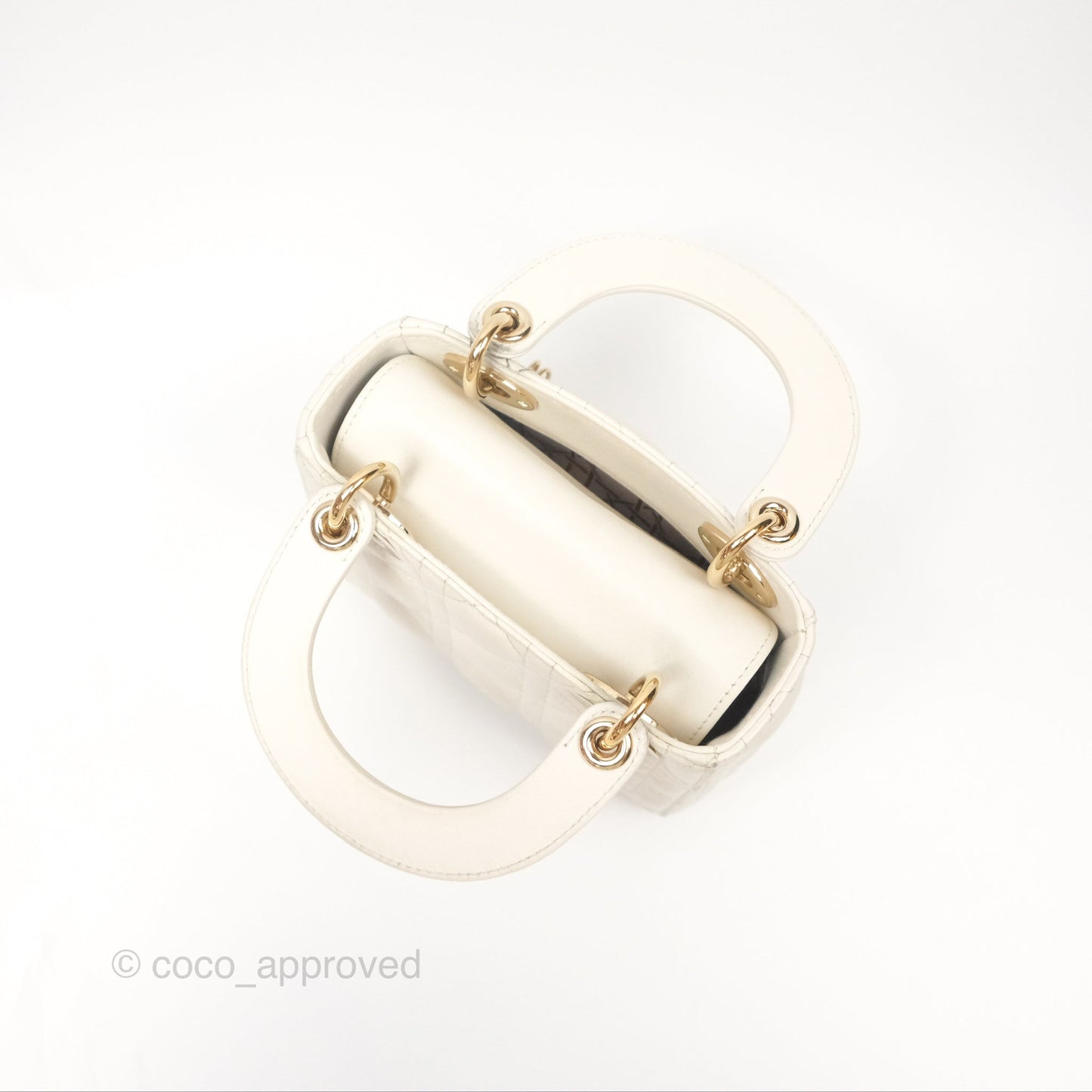 Christian Dior Cannage Mini Lady Dior White Gold Hardware