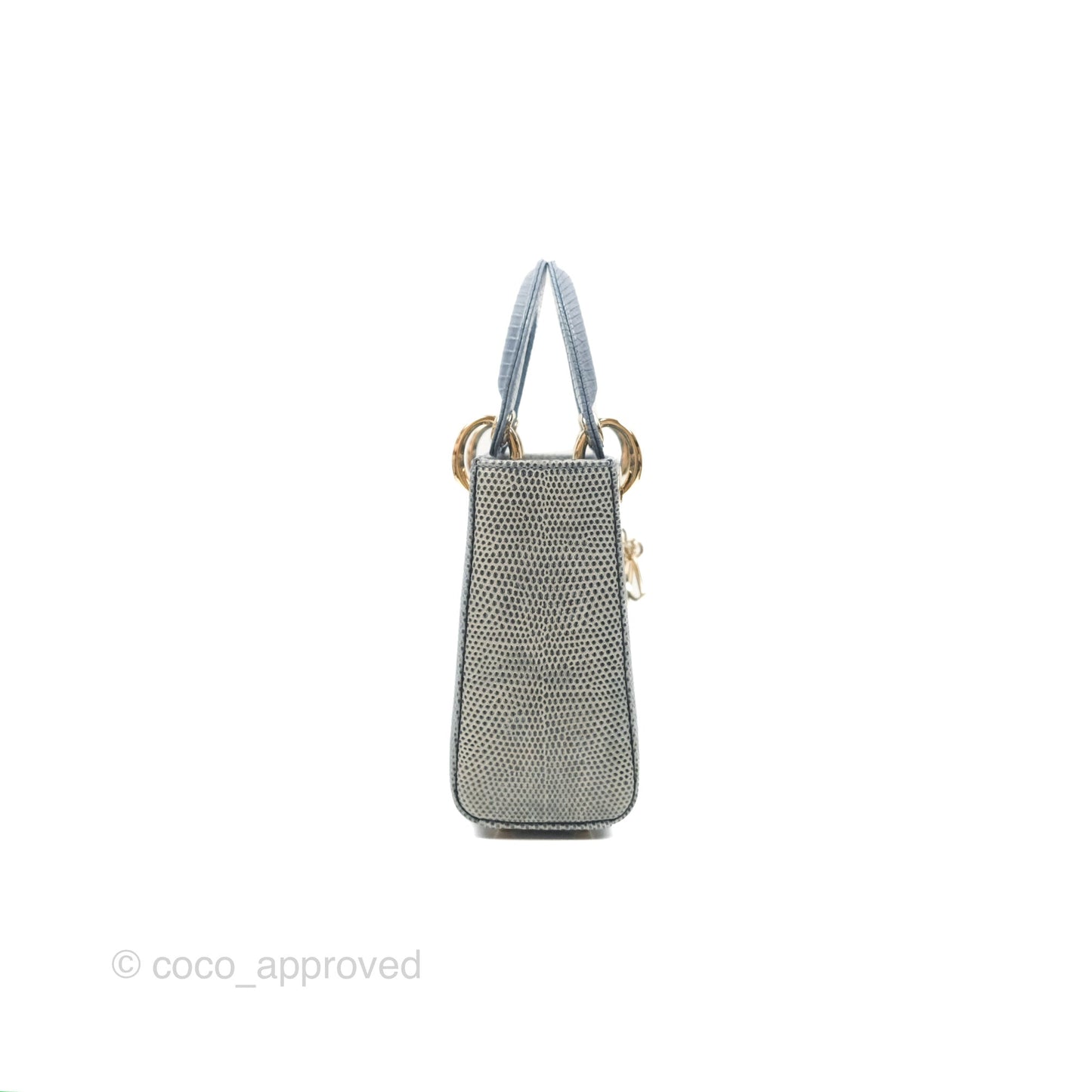 Christian Dior Mini Lady Dior Ombre Blue Lizard Gold Hardware