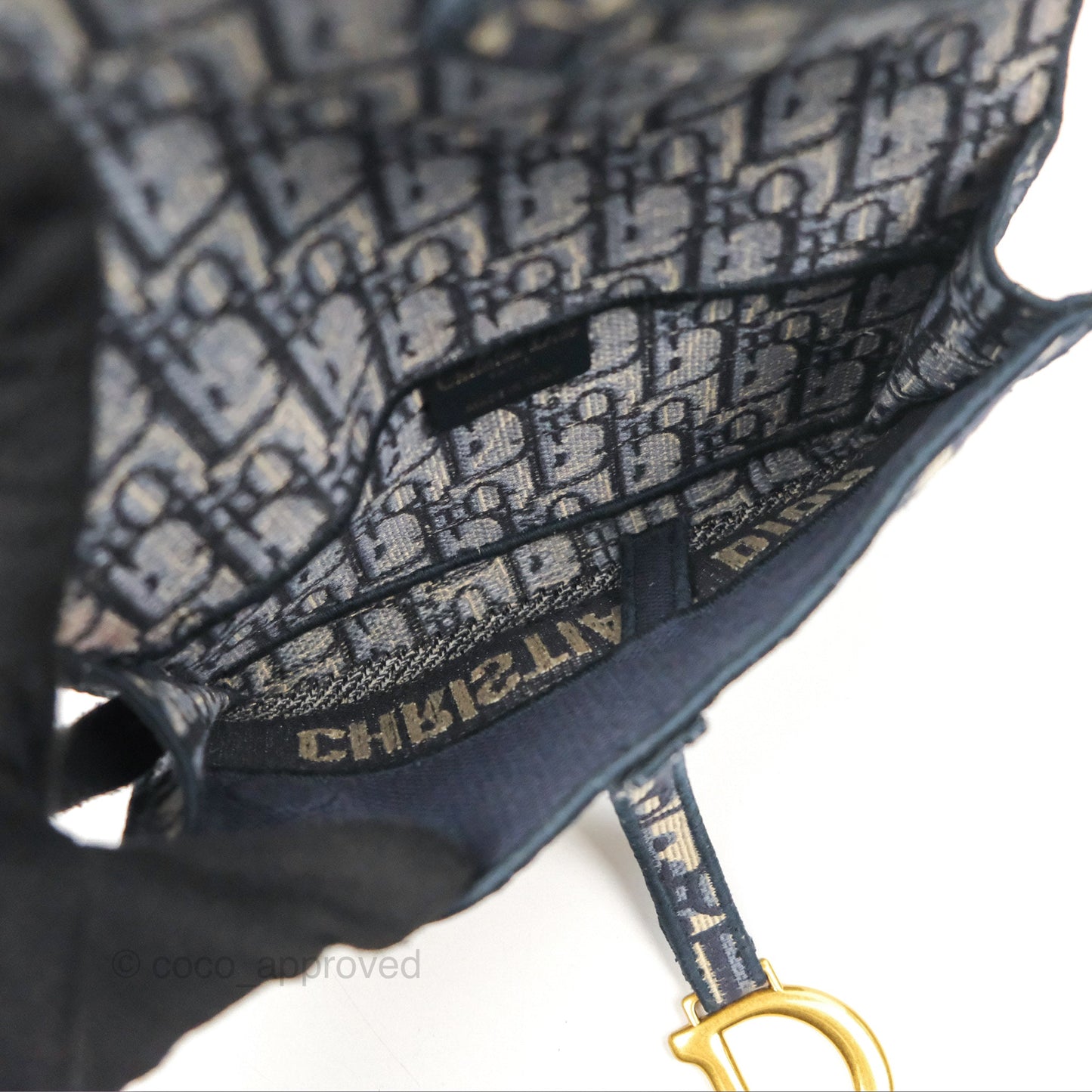 Christian Dior Navy Oblique Slim Saddle Pouch
