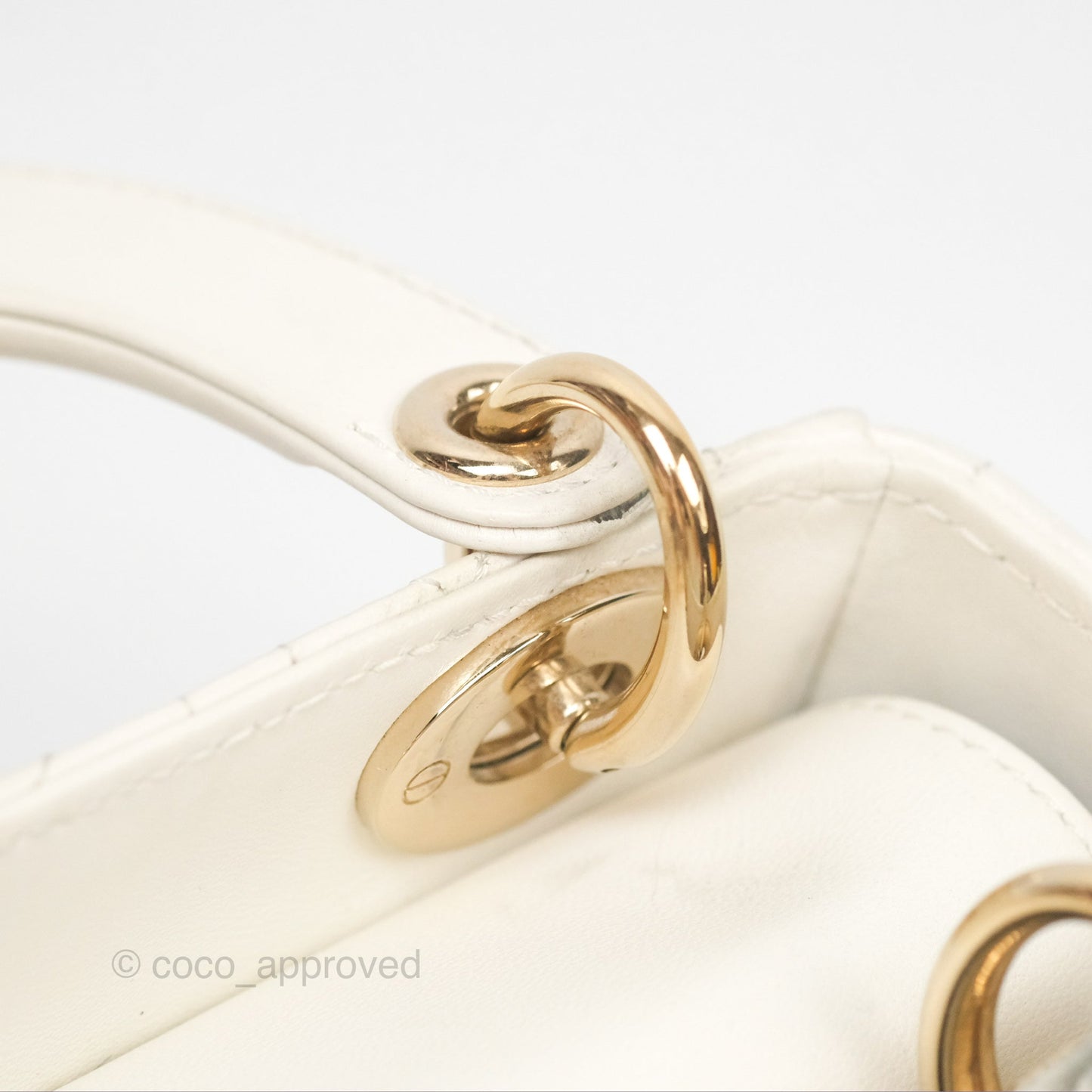 Christian Dior Cannage Mini Lady Dior White Gold Hardware