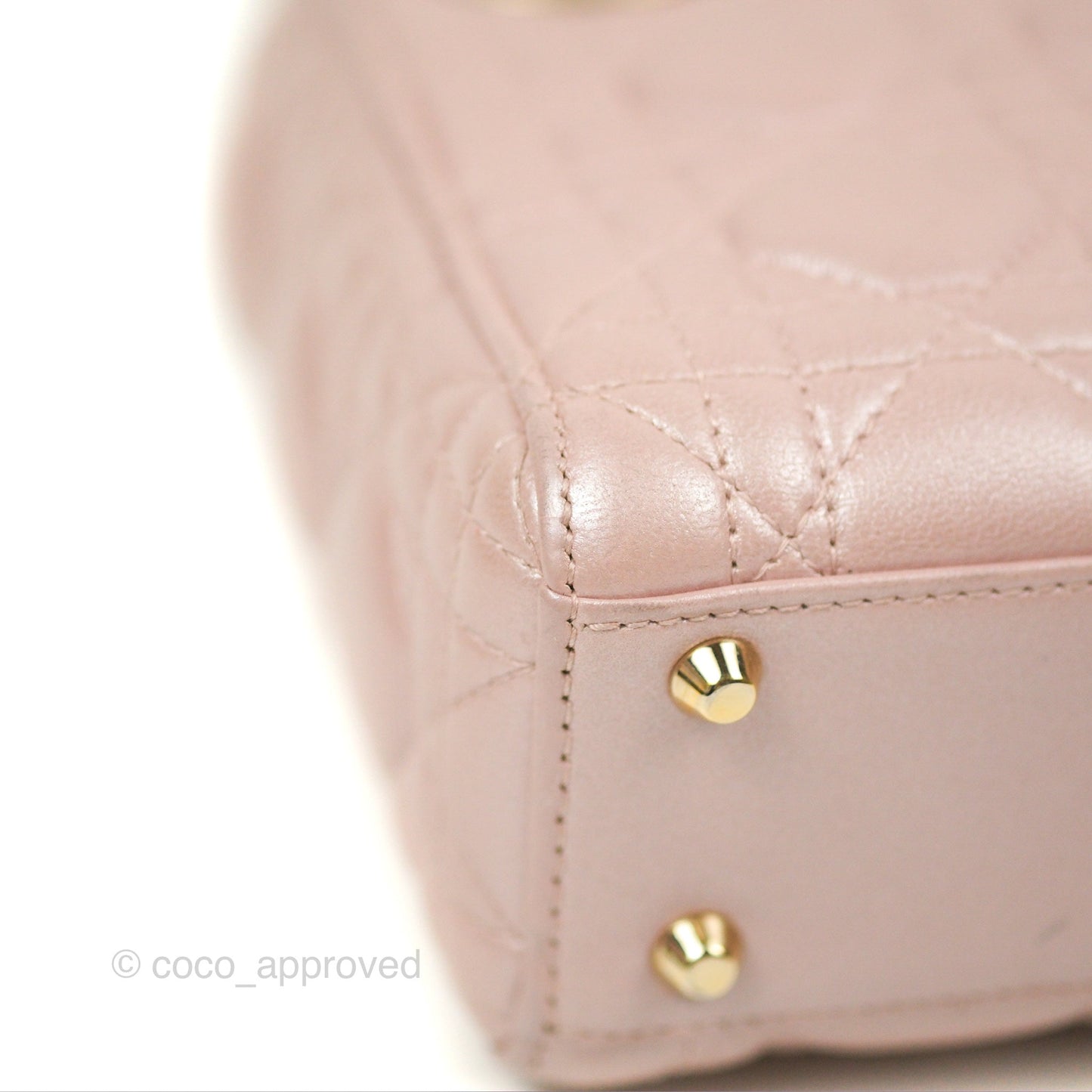 Christian Dior Mini Lady Dior Iridescent Light Pink Cannage Gold Hardware