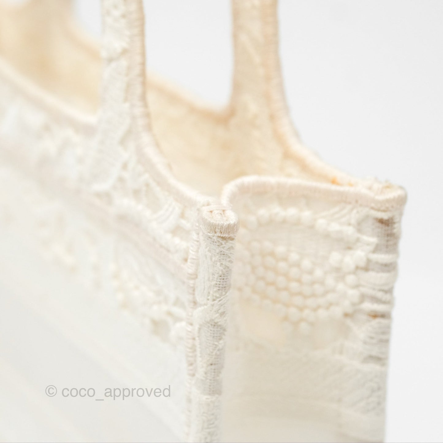 Dior Mini Book Tote Natural Macramé-Effect Embroidery