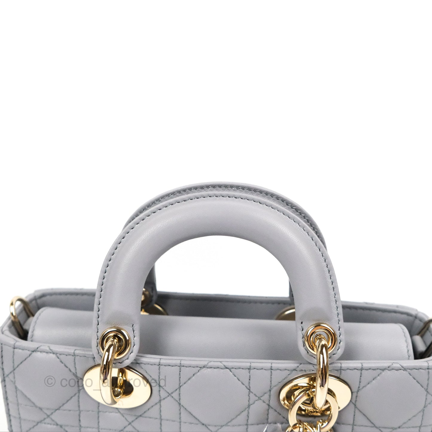 Dior Small Lady D-Joy Bag Grey Lambskin Cannage Gold Hardware