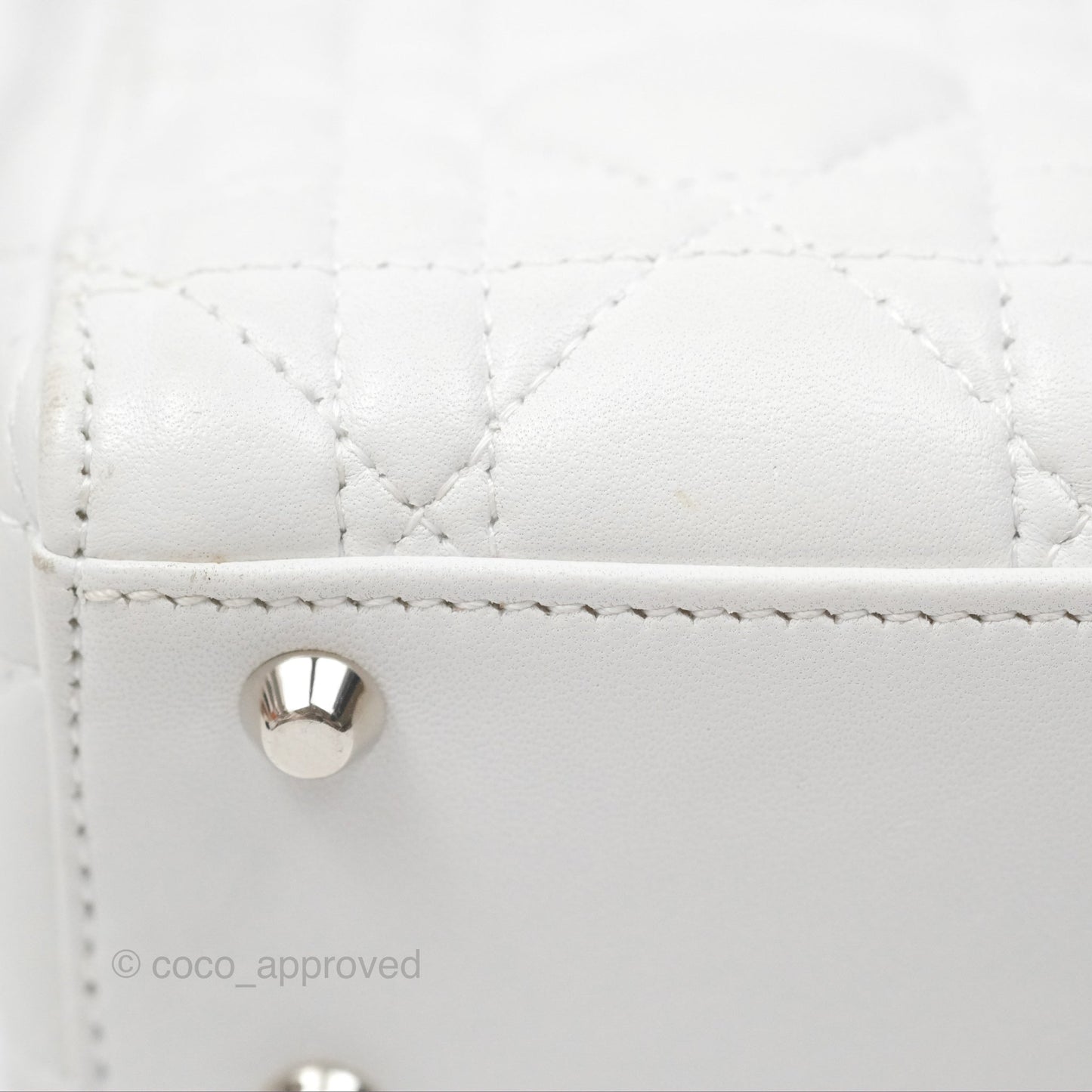 Christian Dior Cannage Mini Lady Dior White Silver Hardware