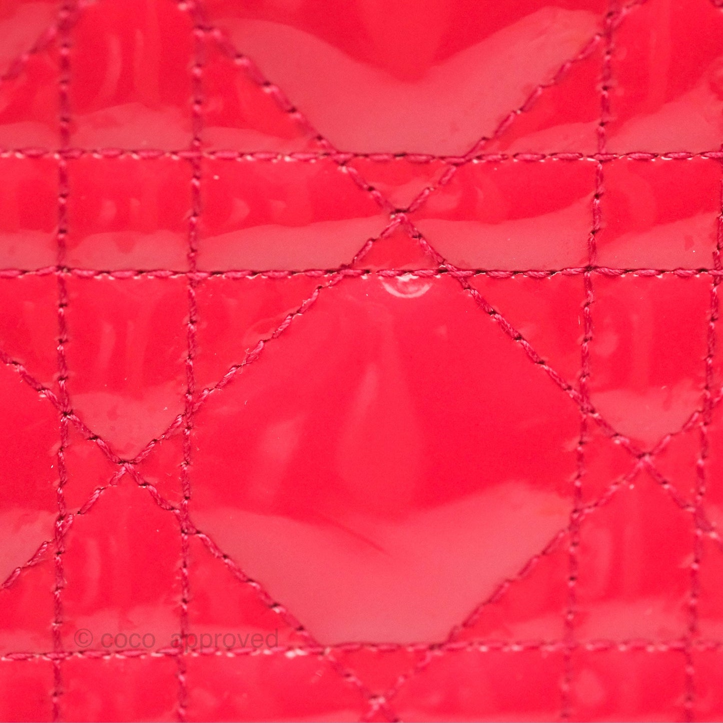 Christian Dior Medium Lady Dior Red Patent Silver Hardware