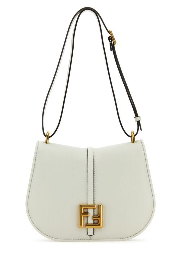 Fendi Woman White Leather C Mon Medium Shoulder Bag