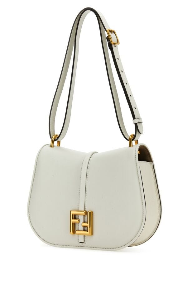 Fendi Woman White Leather C Mon Medium Shoulder Bag