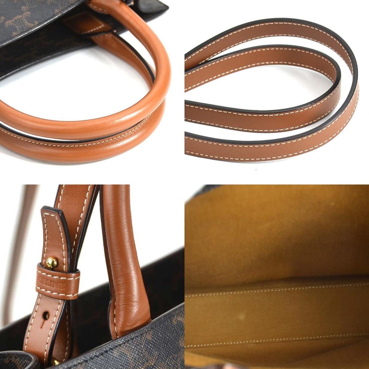 Celine Handbag Shoulder Bag Triomphe Small Vertical Hippo PVC Coated Canvas Brown Unisex 191542