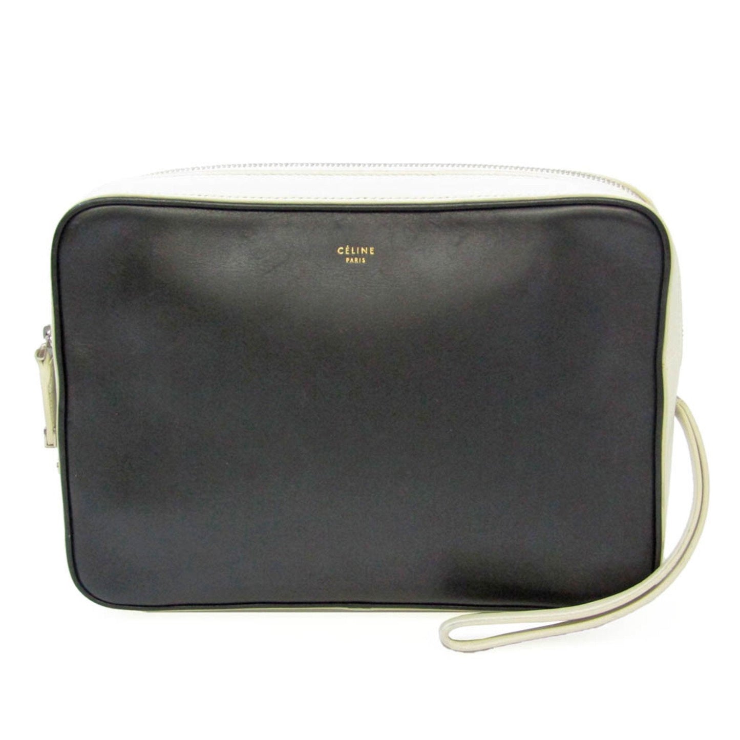 Celine Women's Leather Clutch Bag Black,Off-white