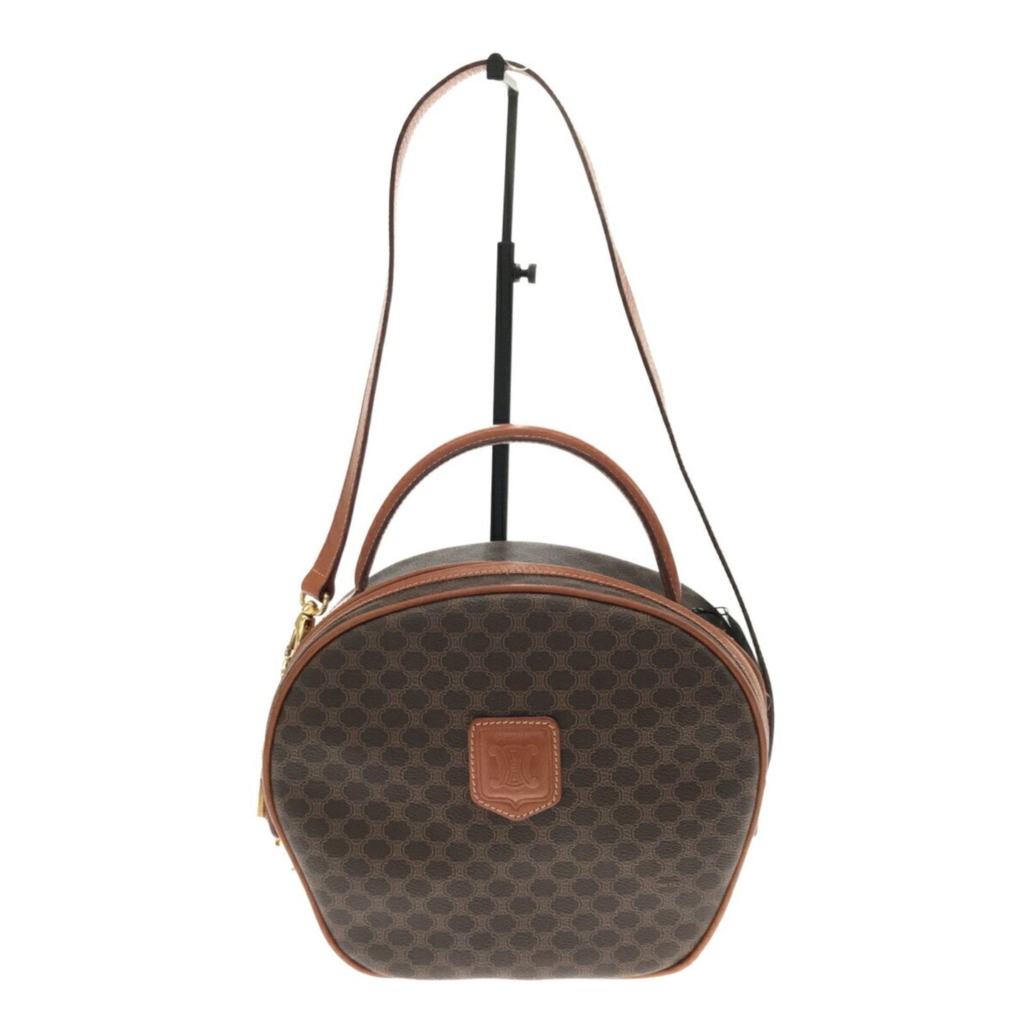 Celine Handbag Macadam Brown Leather PVC Ladies