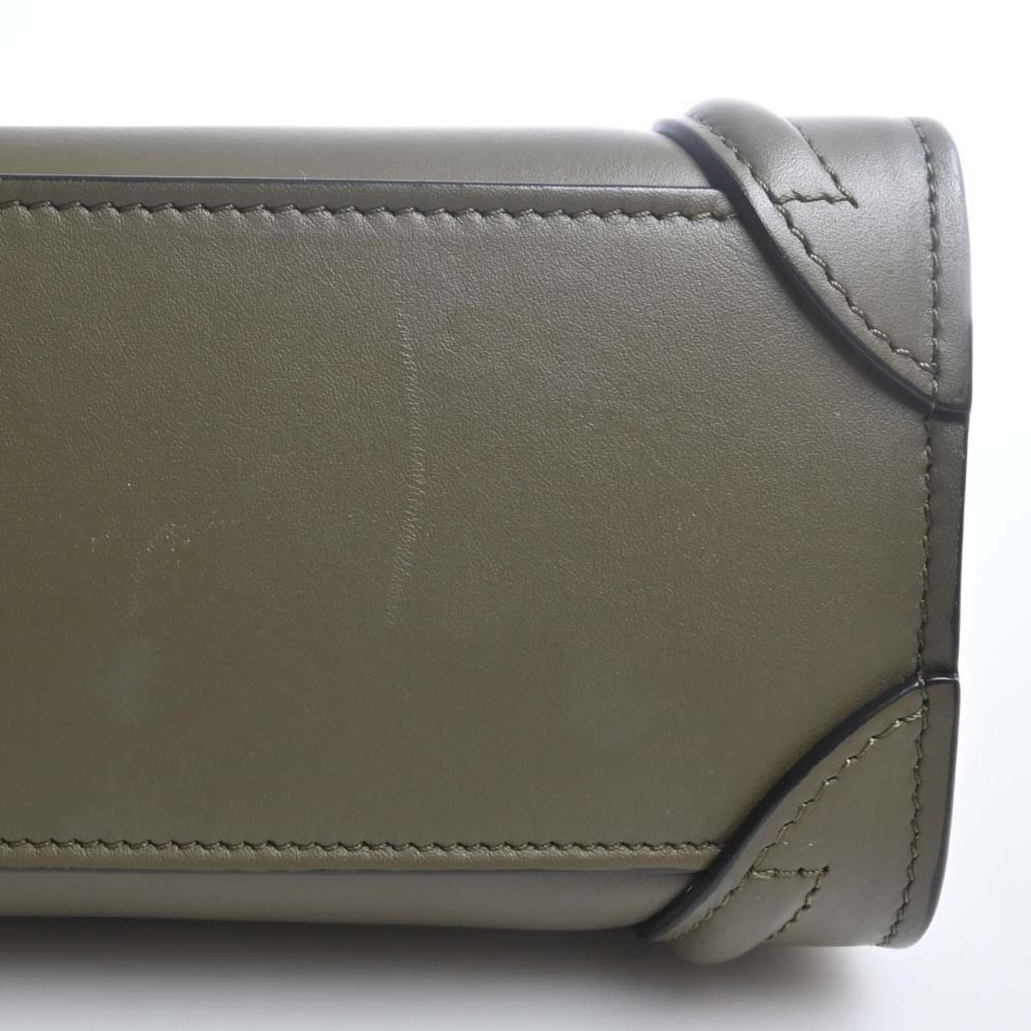 Celine Leather Luggage Nano Shopper Handbag 189243HSC Khaki Women's