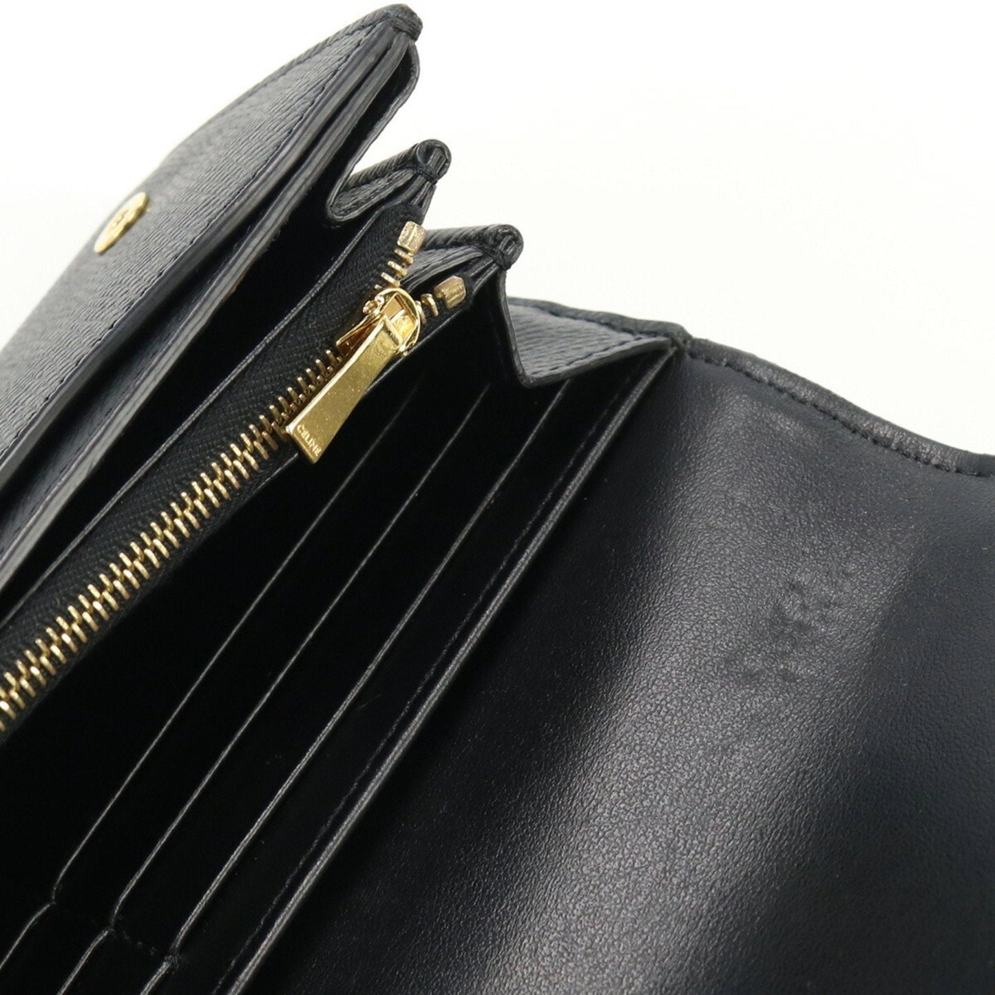 Celine Large Flap 10B563BEL Long Wallet with Folded Coin Purse Leather Ladies