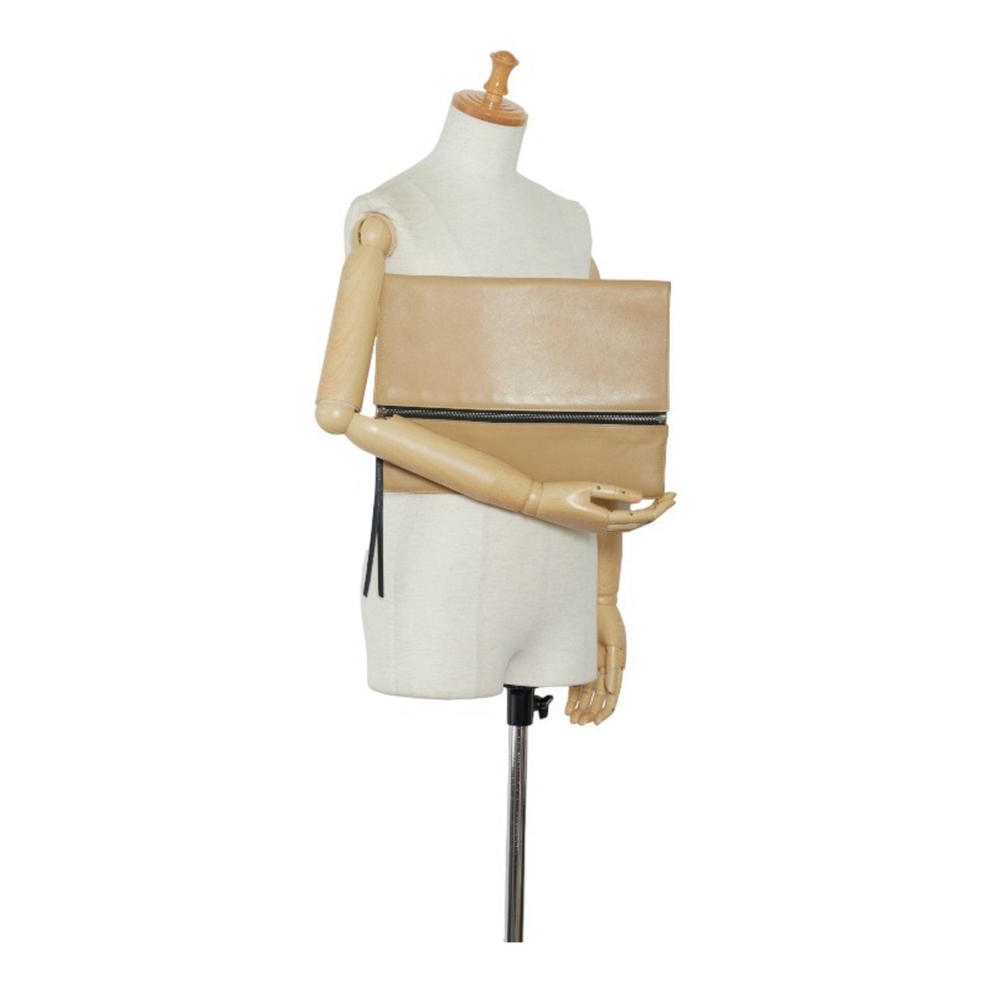 Celine clutch bag second beige leather ladies
