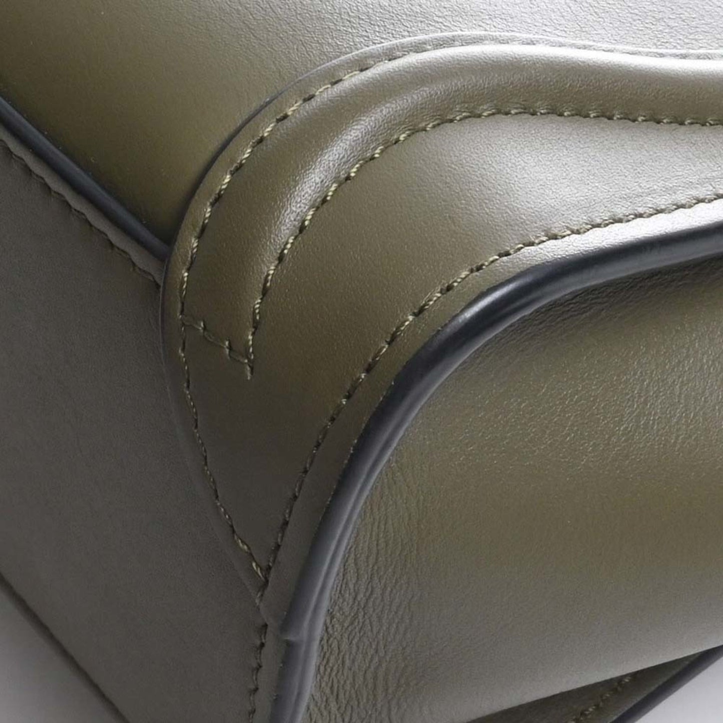 Celine Leather Luggage Nano Shopper Handbag 189243HSC Khaki Women's