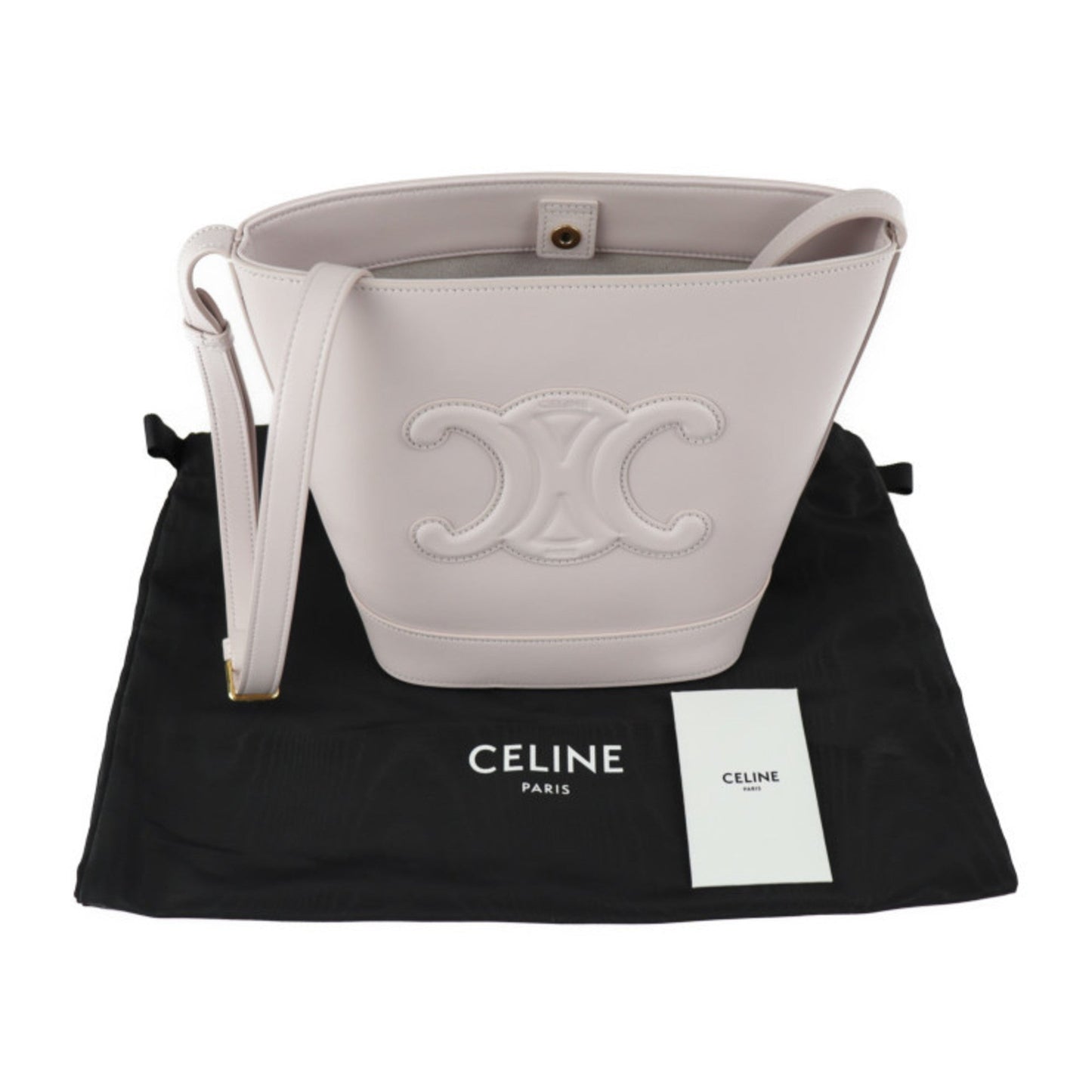 Celine Small Bucket Cuile Triomphe Shoulder Bag 198243DU3.24OU Calfskin POUDRE Pink Gold Hardware