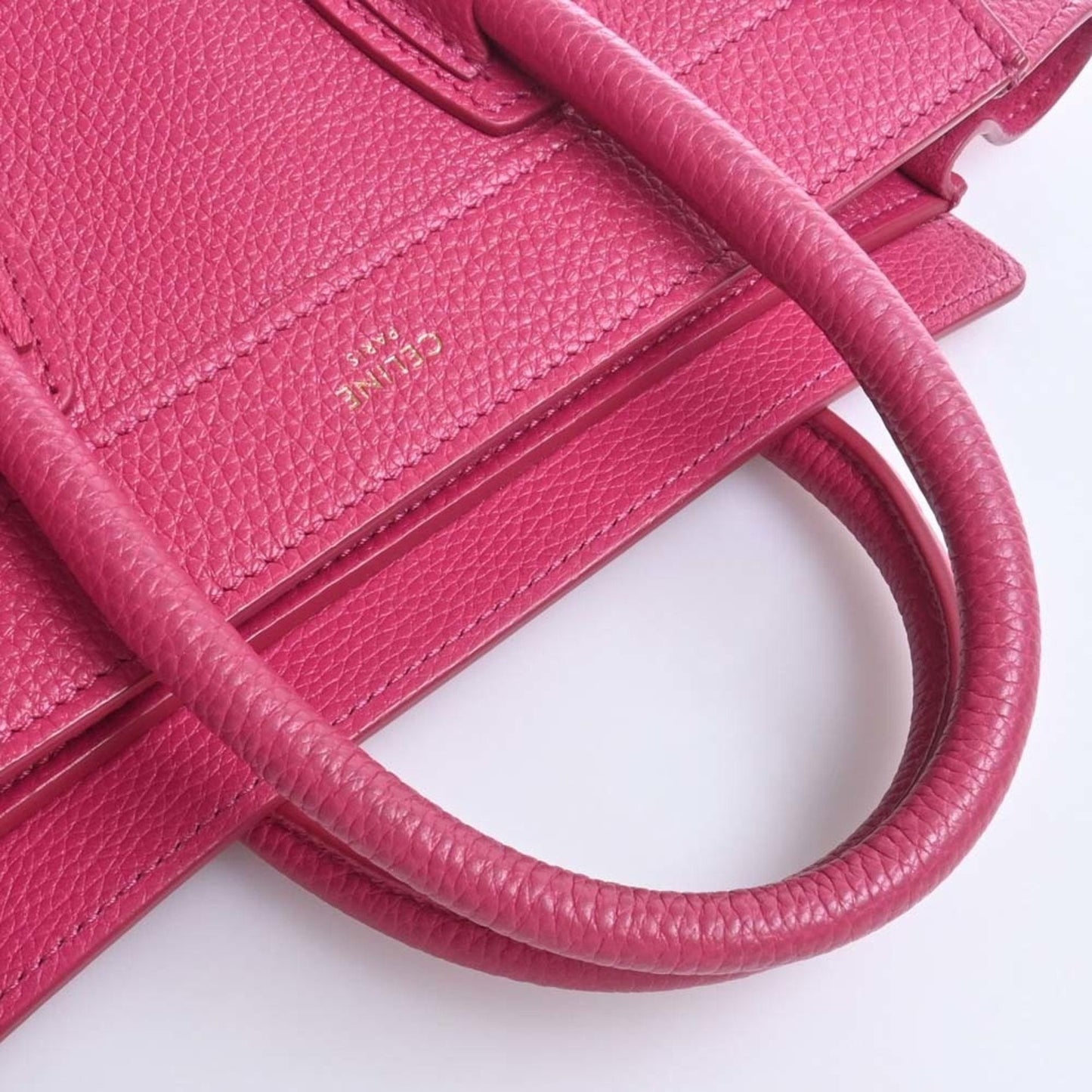 Celine Leather Luggage Nano Shopper Handbag Pink Ladies