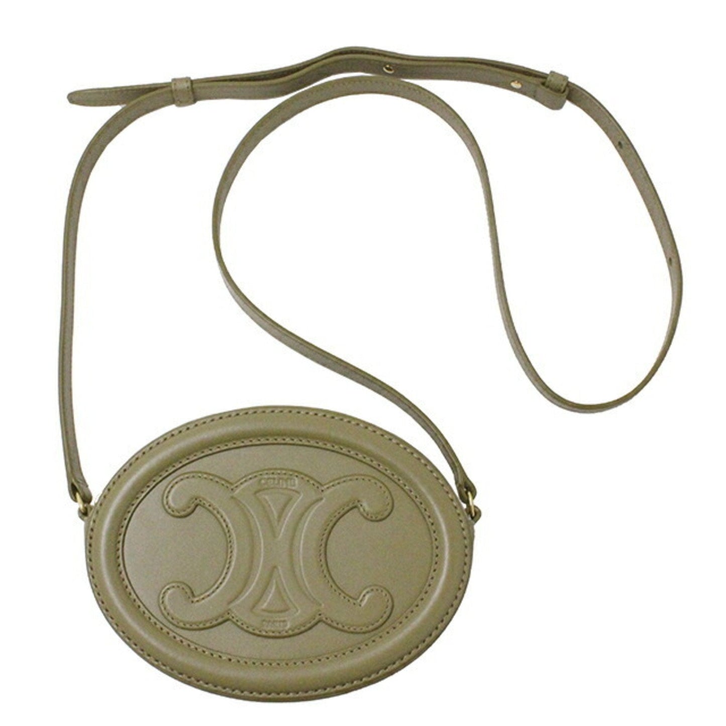 Celine Bag Women's Oval Perscuile Triomphe Shoulder Leather Olive