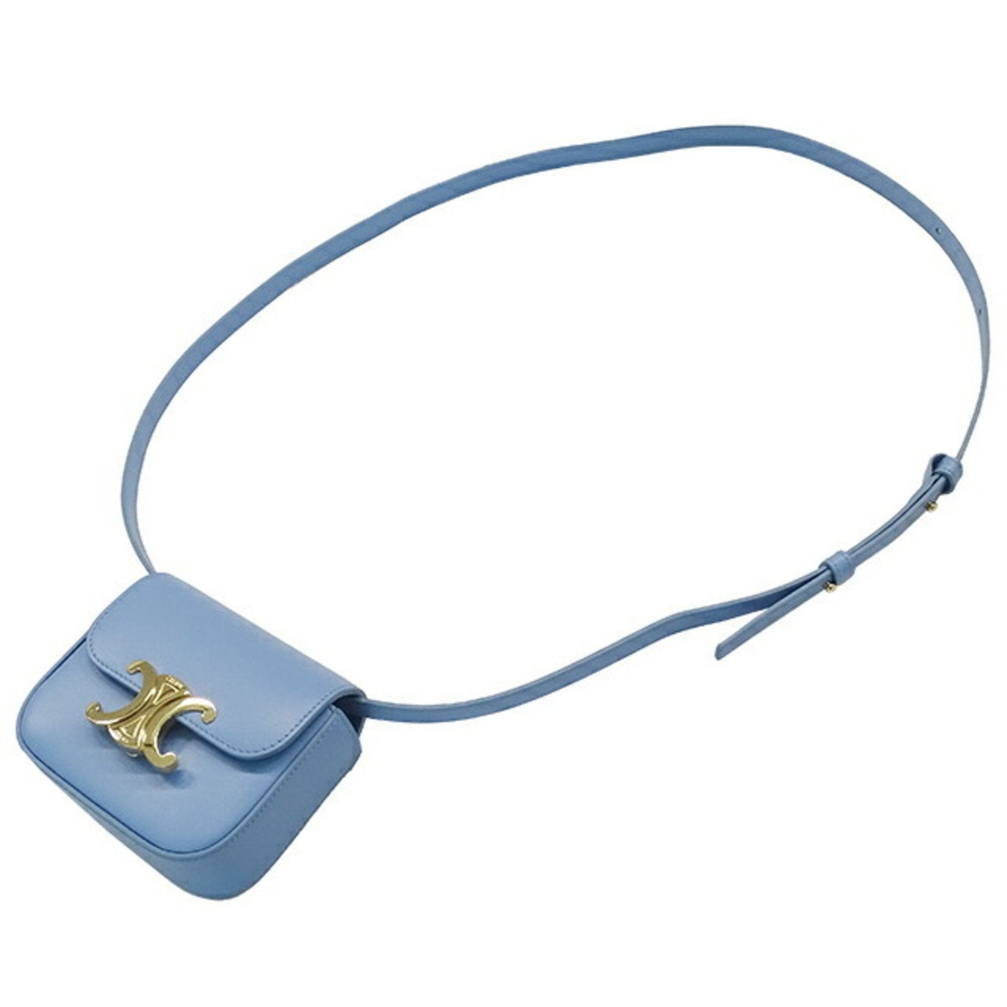 Celine Bag Women's Triomphe Shoulder Shiny Calfskin Celeste Light Blue