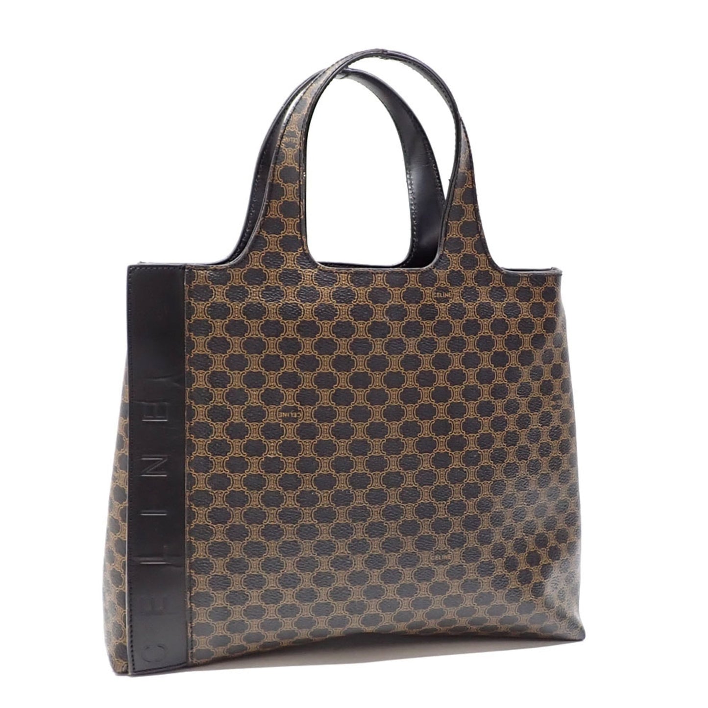 Celine Handbag Women's Black Brown PVC Leather Macadam