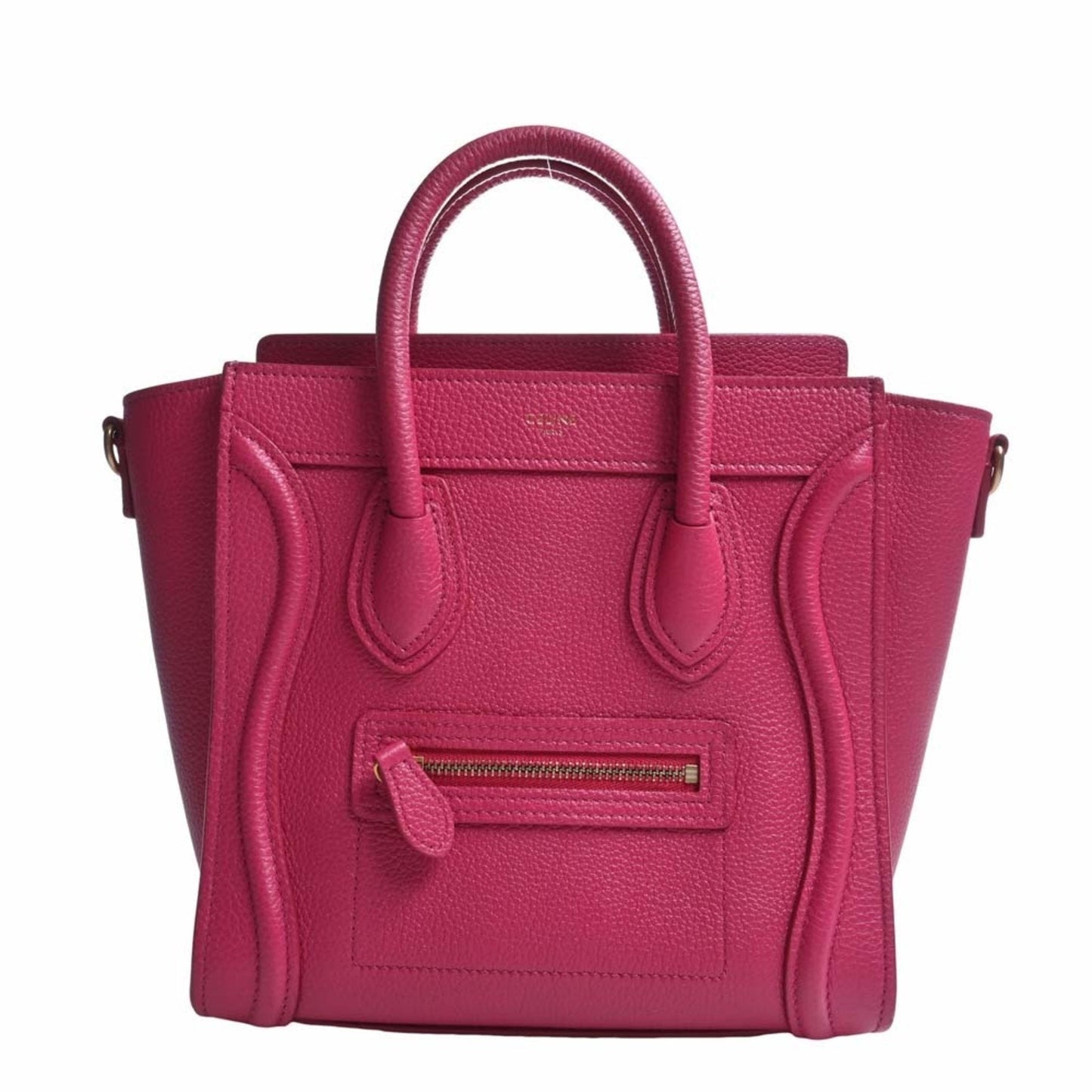 Celine Leather Luggage Nano Shopper Handbag Pink Ladies