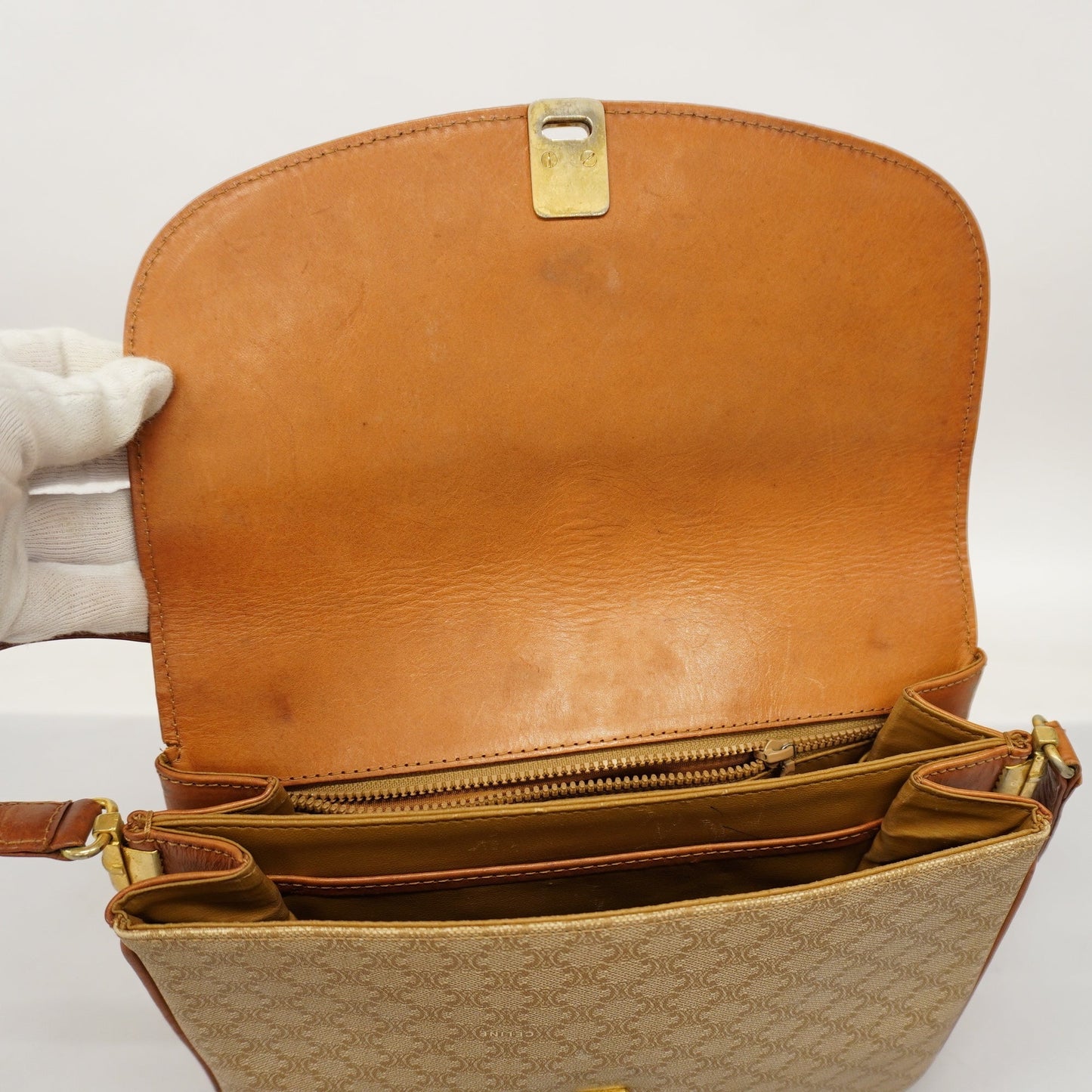 Celine Macadam Shoulder Bag Women's PVC,Leather Shoulder Bag Beige,Brown