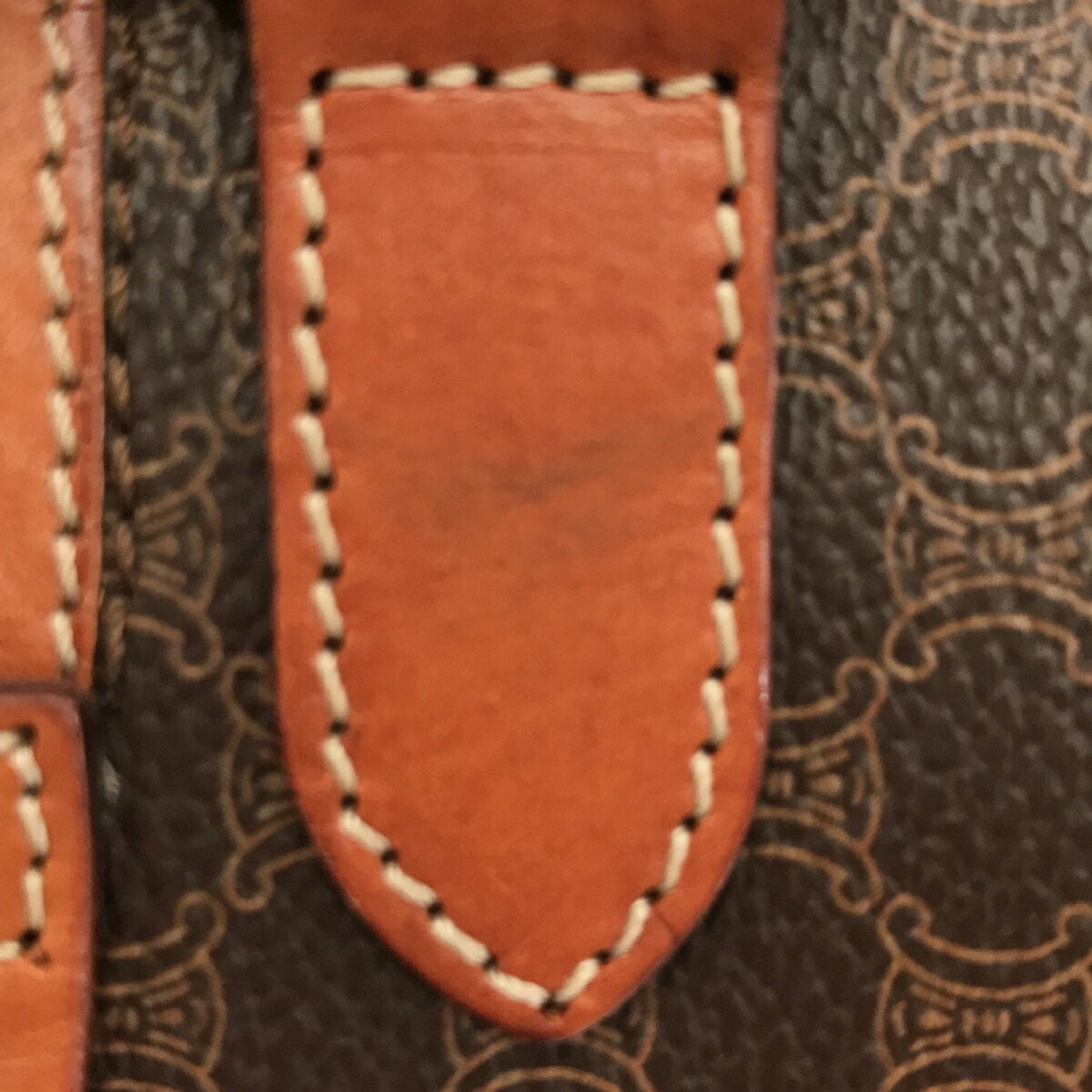 Celine Handbag Macadam Brown Leather PVC Ladies