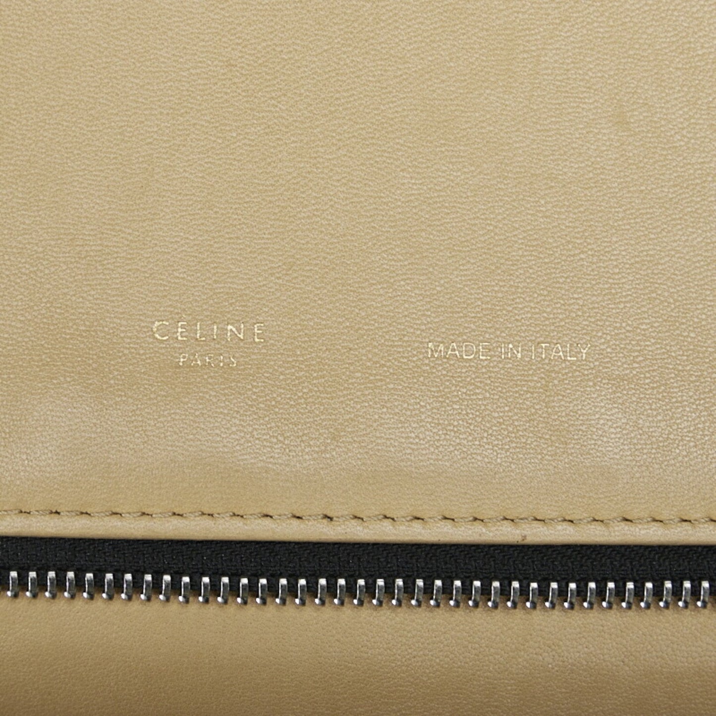 Celine clutch bag second beige leather ladies
