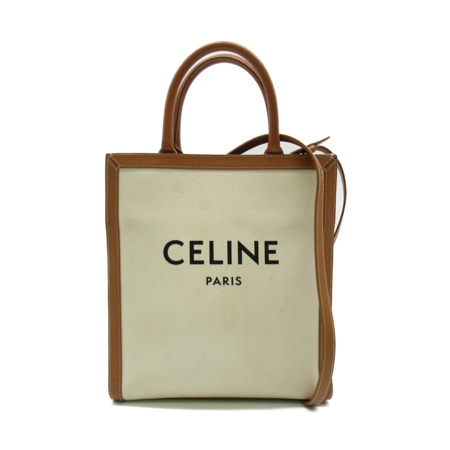 Celine hippo tote White Brown canvas leather