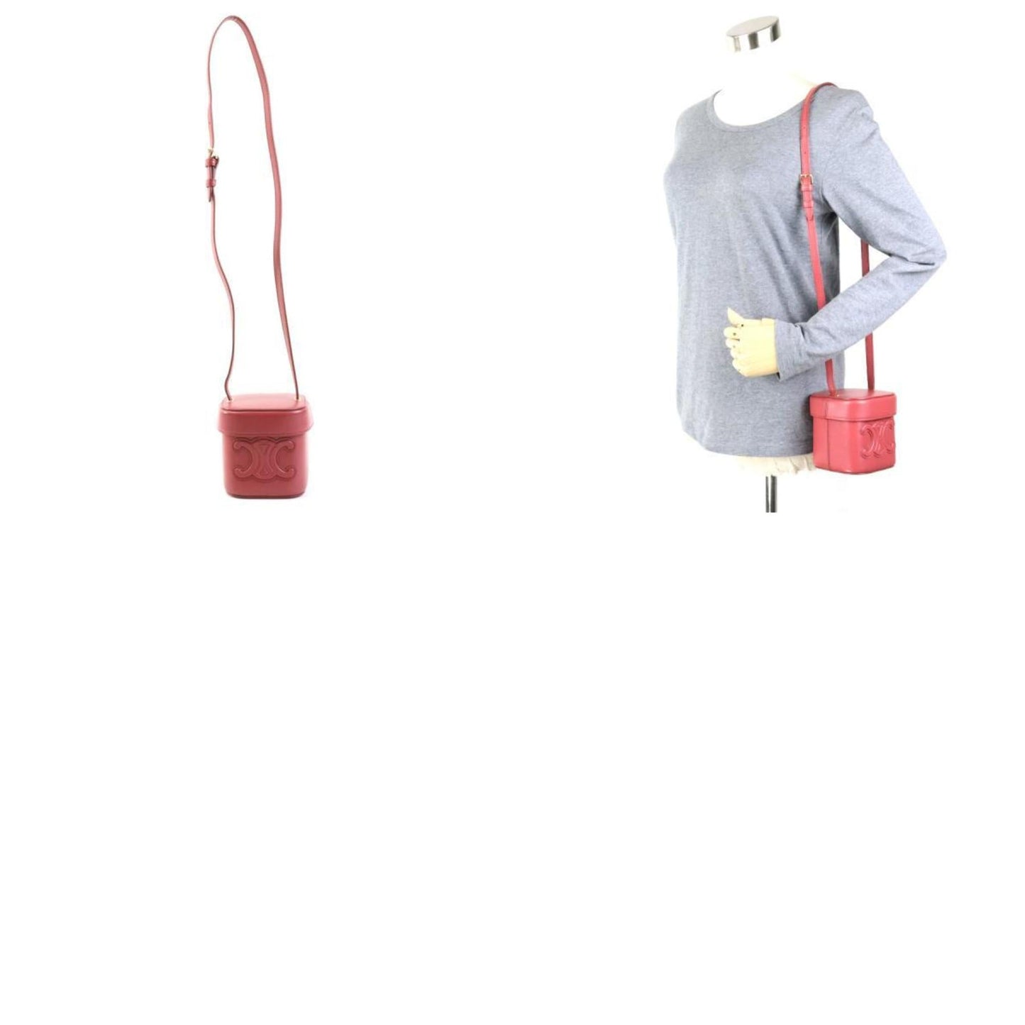 Celine Crossbody Shoulder Bag Mini Pochette Cuile Triomphe Small Box Leather Pink Women's