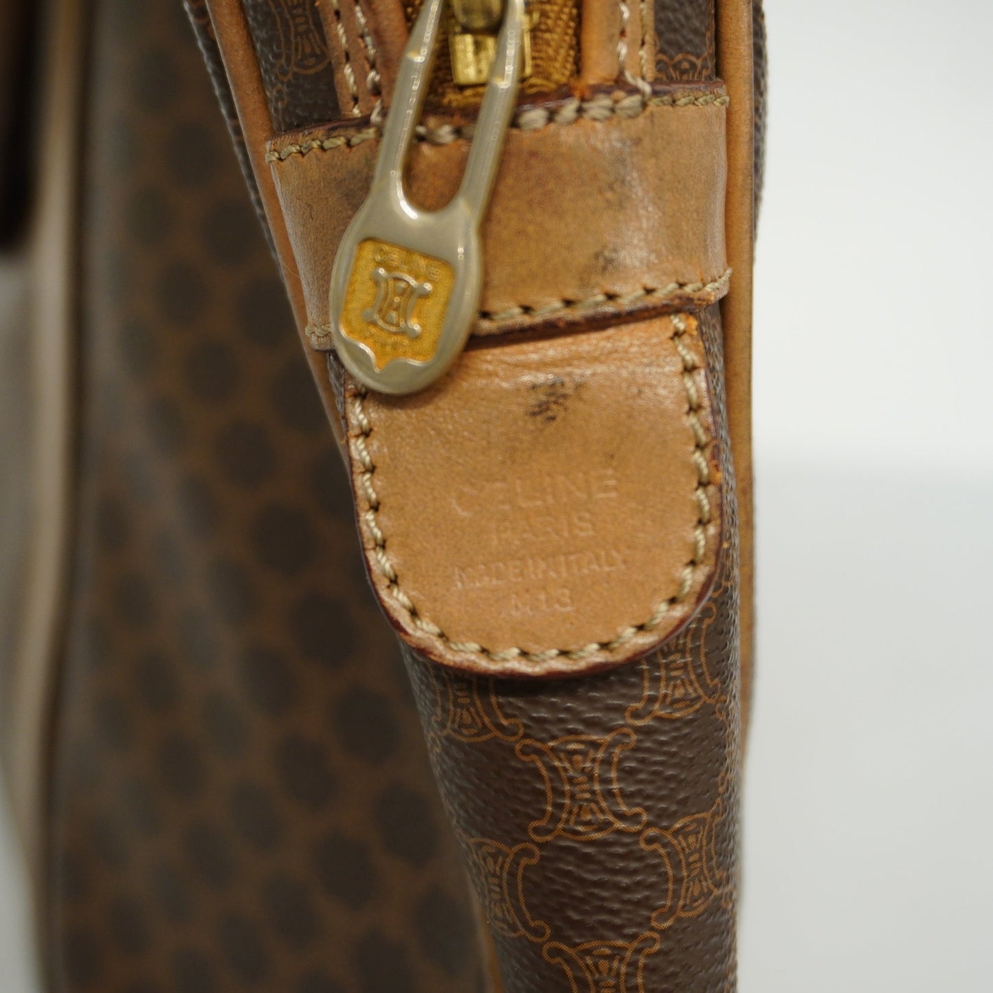 Celine Macadam Women's PVC,Leather Briefcase Brown
