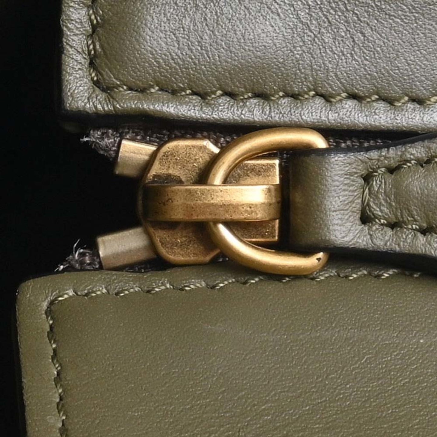 Celine Leather Luggage Nano Shopper Handbag 189243HSC Khaki Women's