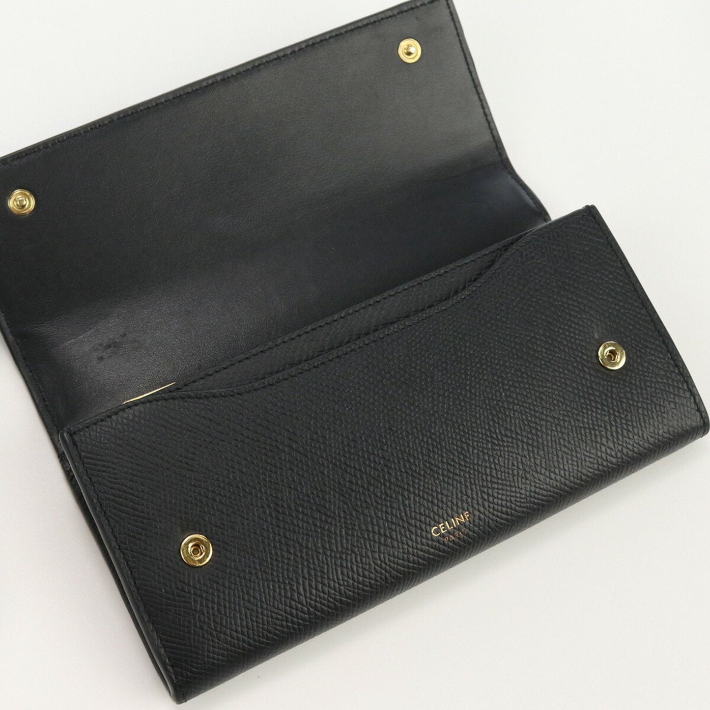 Celine Large Flap 10B563BEL Long Wallet with Folded Coin Purse Leather Ladies
