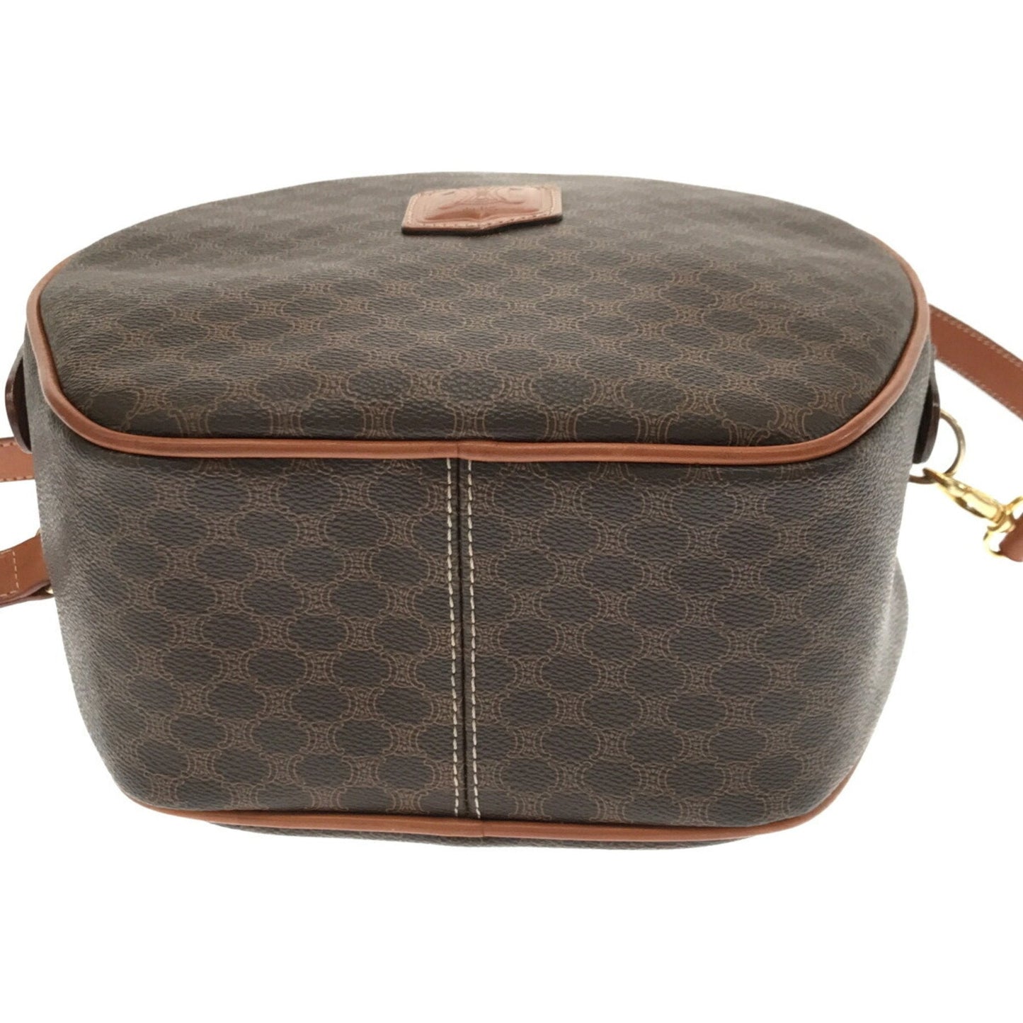 Celine Handbag Macadam Brown Leather PVC Ladies