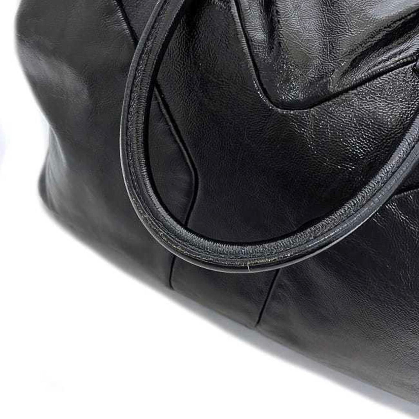Yves Saint Laurent Easy Boston Bag Black Silver Tote Patent Leather YSL Embroidery Stitch Y