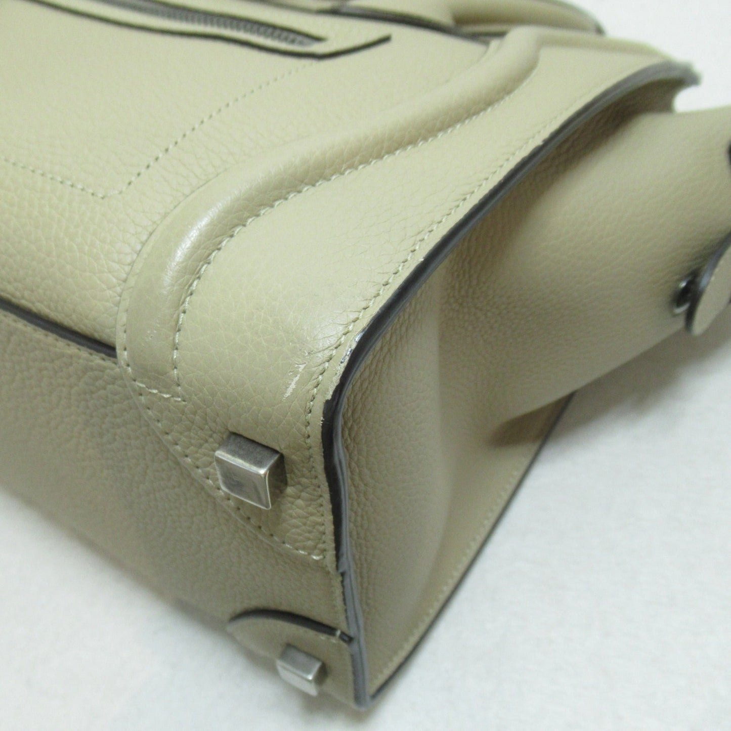 Celine Luggage Micro Shopper Tote Bag Beige leather 189793