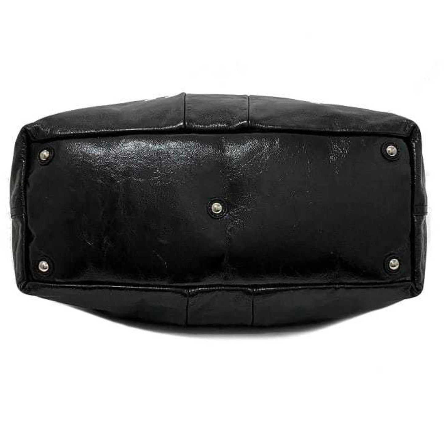 Yves Saint Laurent Easy Boston Bag Black Silver Tote Patent Leather YSL Embroidery Stitch Y