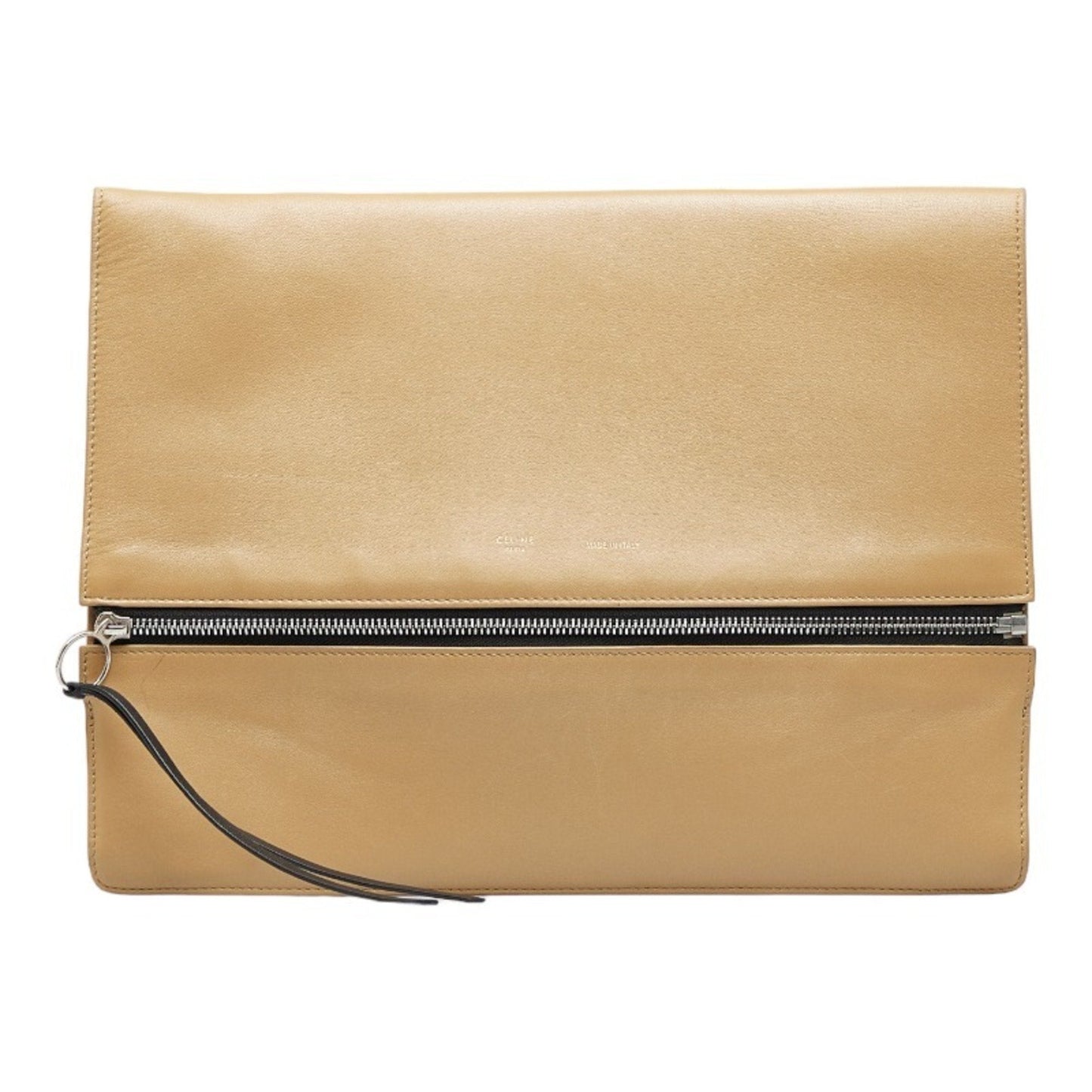 Celine clutch bag second beige leather ladies