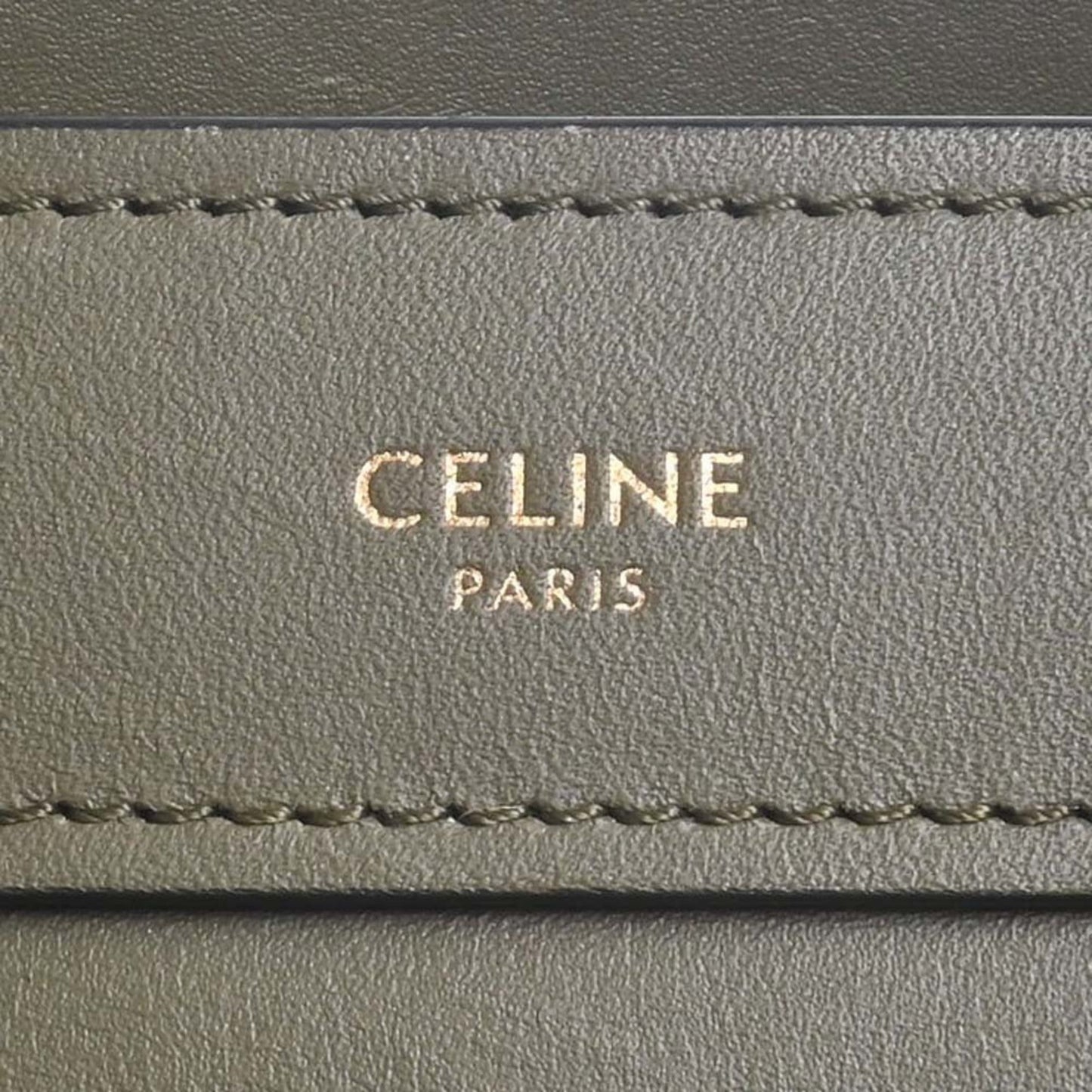 Celine Leather Luggage Nano Shopper Handbag 189243HSC Khaki Women's