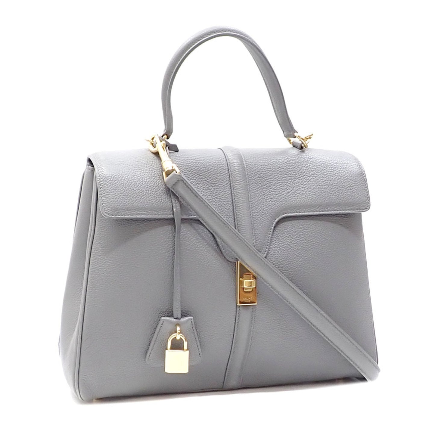 Celine Handbag Medium 16 Saise Bag Women's Blue Gray Leather Shoulder