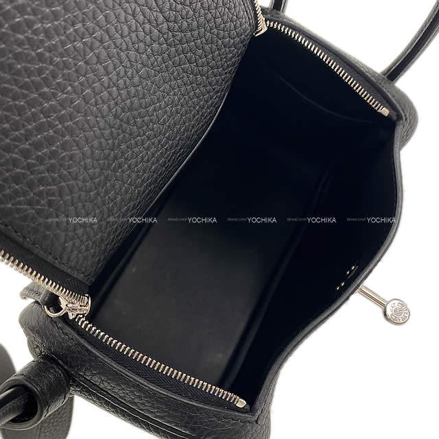 HERMES Shoulder bag Lindy 20 mini Noir (Black) Taurillon Clemence Silver HW Stamp